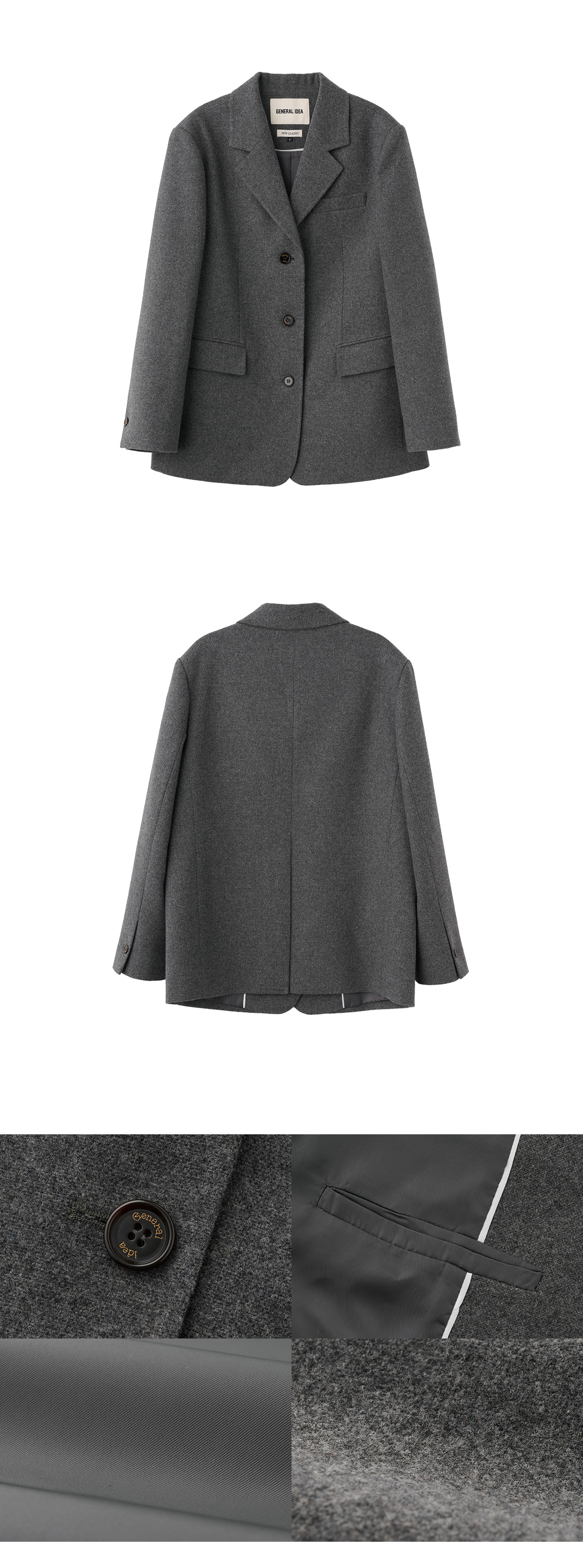 GENERAL IDEA WOMAN ウール混ヘアリージャケット GENERAL IDEA] WOMAN ウールブレンドクラシックテーラード