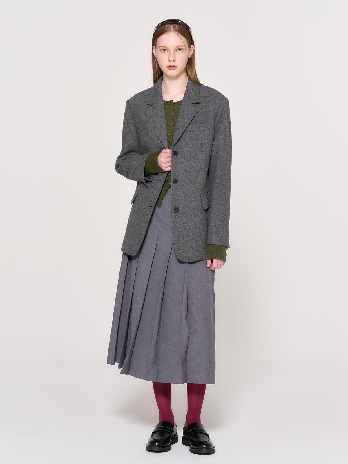 GENERAL IDEA WOMAN ウール混ヘアリージャケット GENERAL IDEA] WOMAN ウールブレンドクラシックテーラード