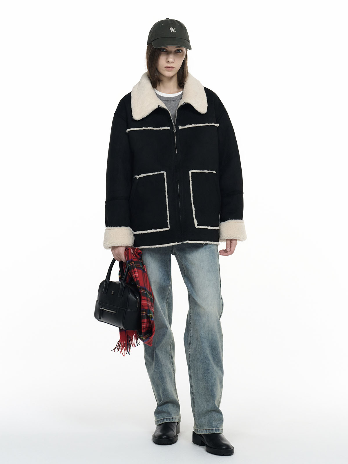 ❤❤最終お値下❤❤極上美品❤イタリー製❤柔らか❤リバーシブル❤ムートンコート❤❤ GENERAL IDEA] WOMAN リバーシブルスウェードムートンコート [BLACK