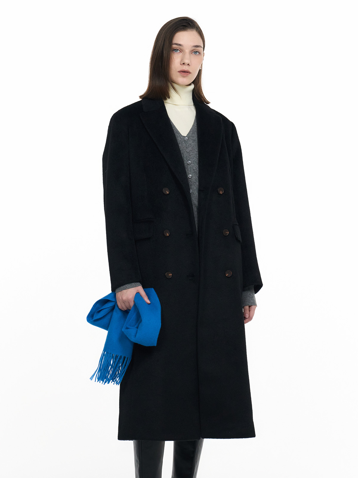 GENERAL IDEA] WOMAN ウール混ロングコート [BLACK] (韓国ファッション