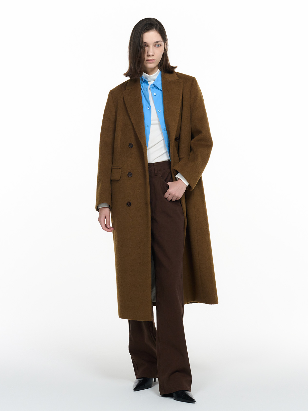 GENERAL IDEA] WOMAN ウール混ロングコート [BLACK] (韓国ファッション