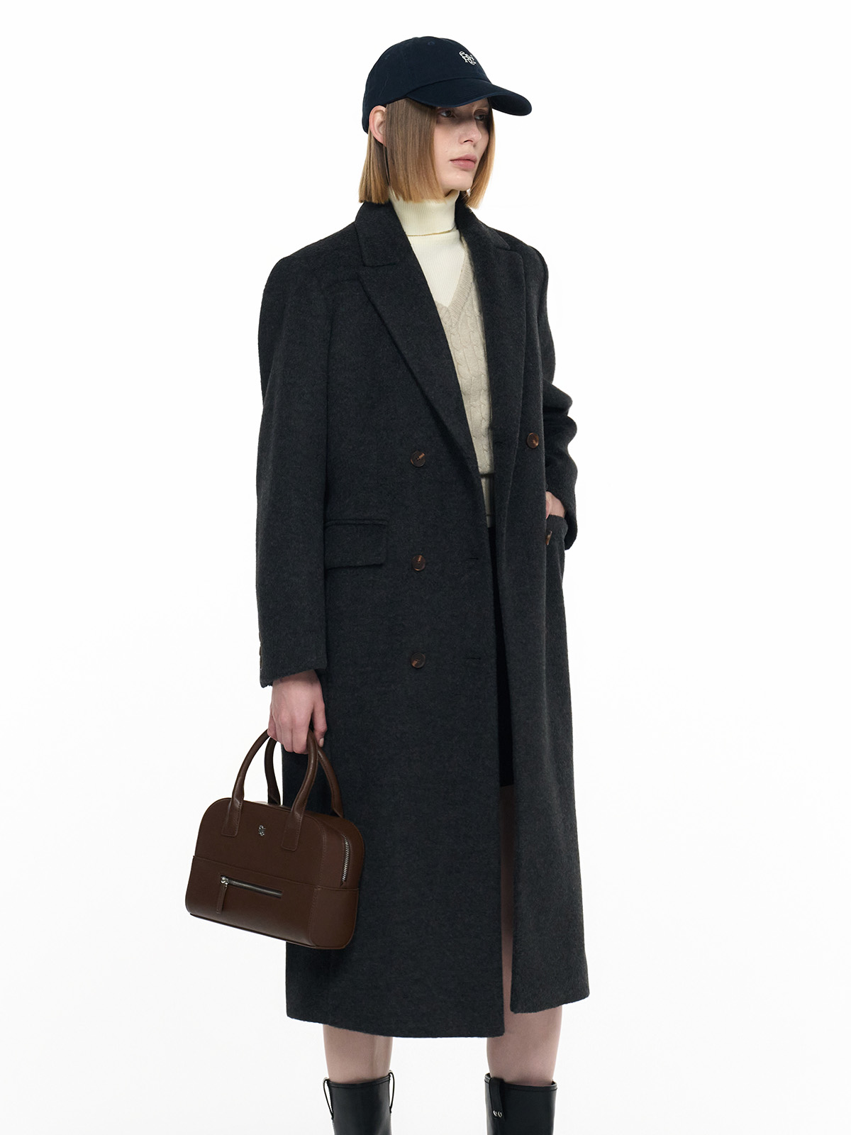 GENERAL IDEA] WOMAN ウール混ロングコート [BROWN] (韓国