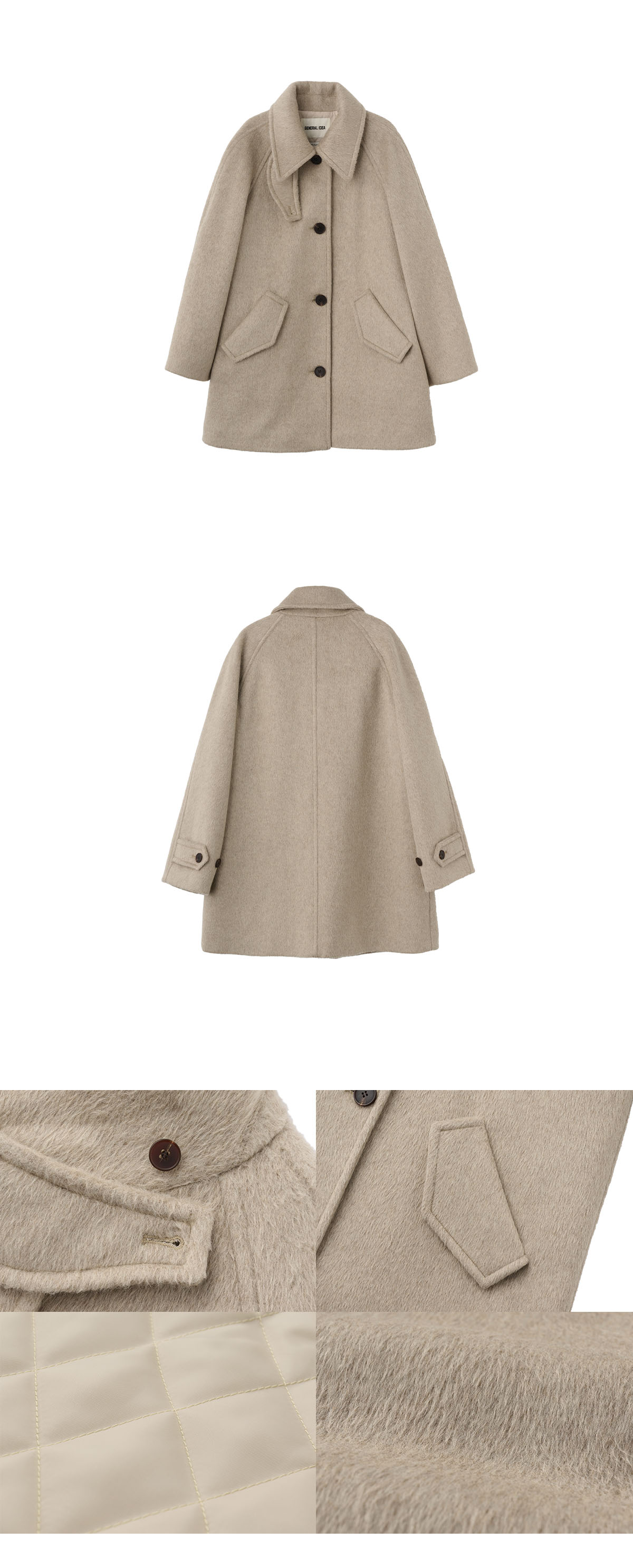 GENERAL IDEA(ジェネラルアイディア) ウール混ステンカラーコート GENERAL IDEA] WOMAN ウール混ステンカラーコート [BEIGE] (韓国