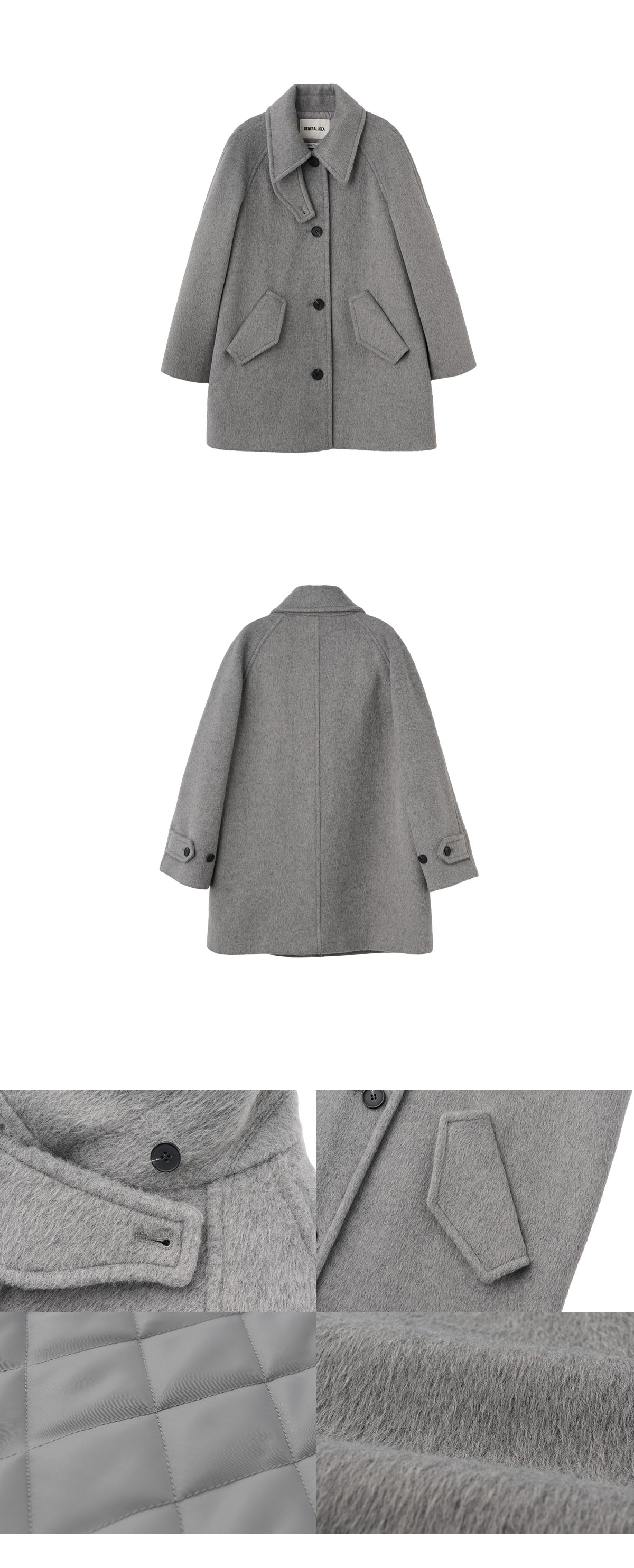 GENERAL IDEA] WOMAN ウール混ステンカラーコート [GREY] (韓国