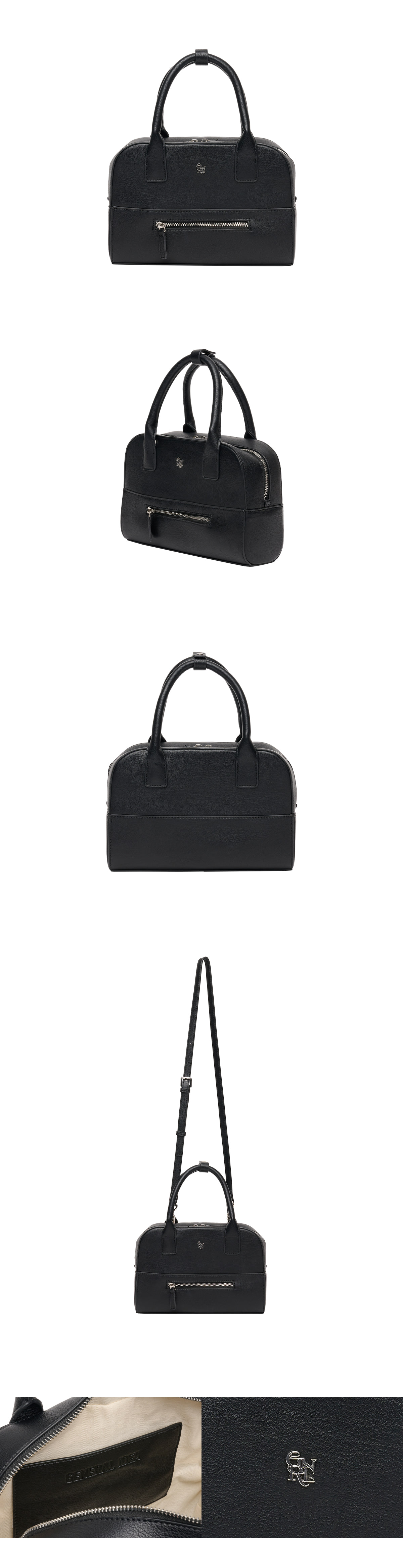 ★GENERAL IDEA★エコレザー ツーウェイバッグ - Black GENERAL IDEA] UNISEX フェイクレザー ボストンバッグ [BLACK