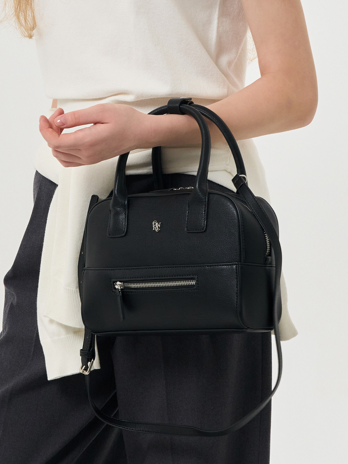 ★GENERAL IDEA★エコレザー ツーウェイバッグ - Black GENERAL IDEA] UNISEX フェイクレザー ボストンバッグ [BLACK