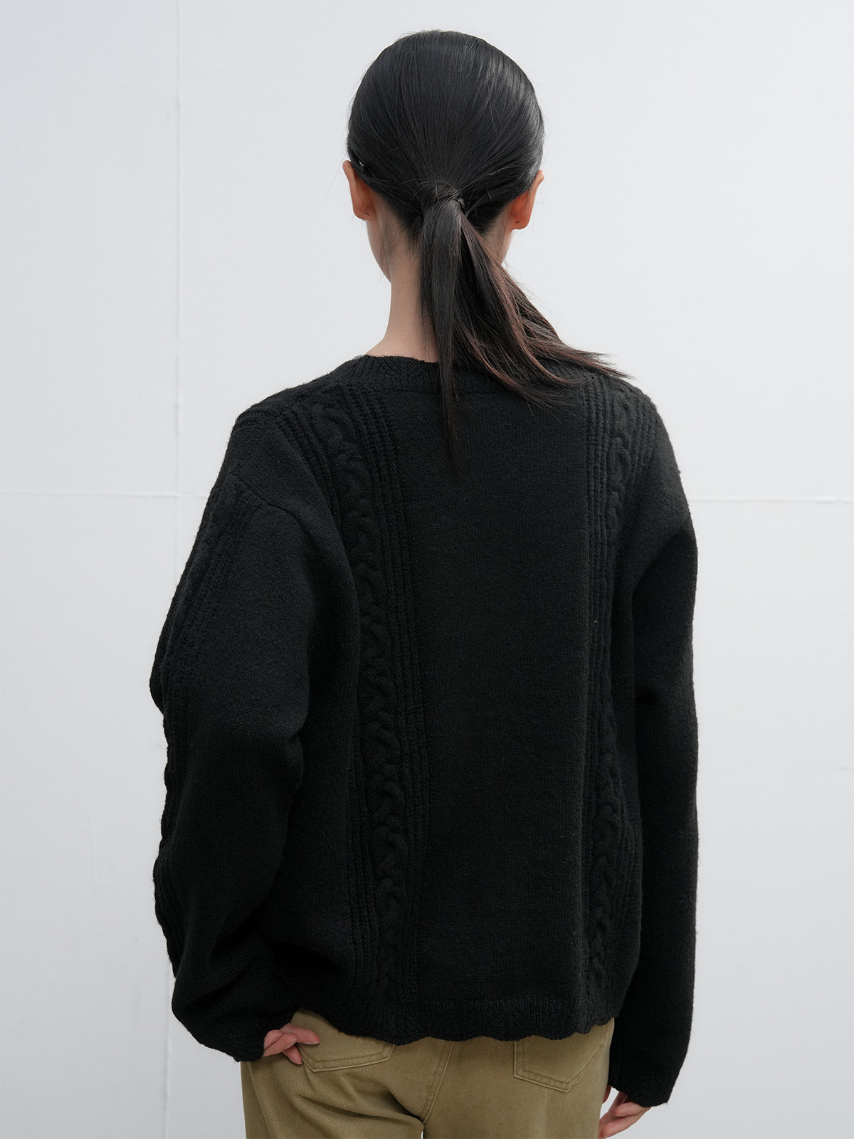 今季完売【新品】ハグオーワー フリルスリーブニットカーディガン black カーディガン オーバーサイズニットカーディガン レディース