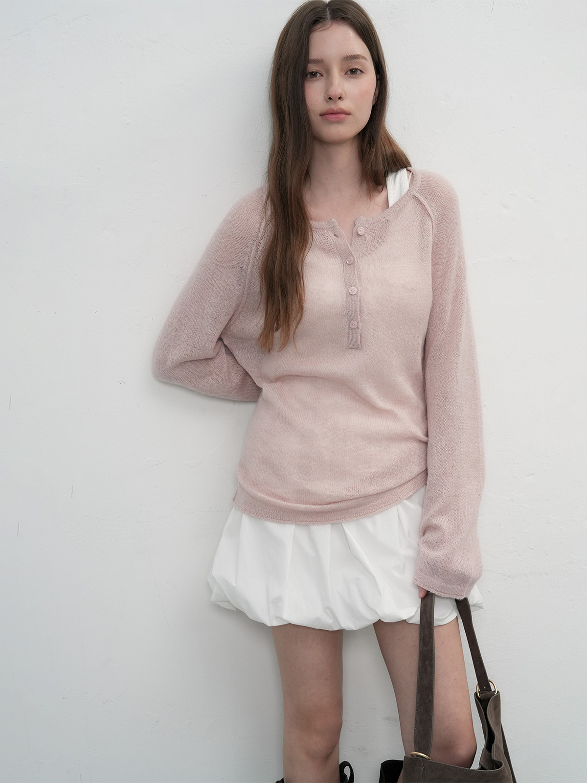 WOMAN シースルーヘンリーネックプルオーバー [PINK]