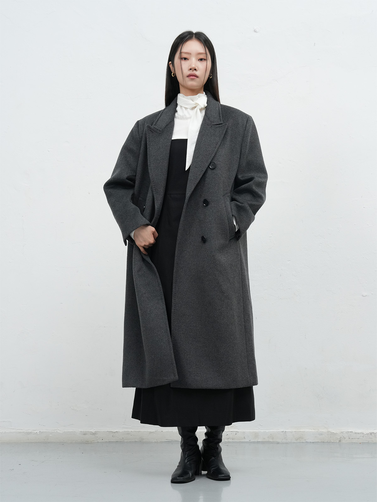 超美品！未使用！ダークグレー ダブルブレスト ロングコート ダブルブレストロングコート | レディースファッション通販 - DHOLIC