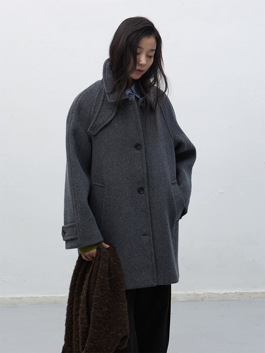 予約販売] WOMAN ウールバルマカーンハーフコート [NAVY]