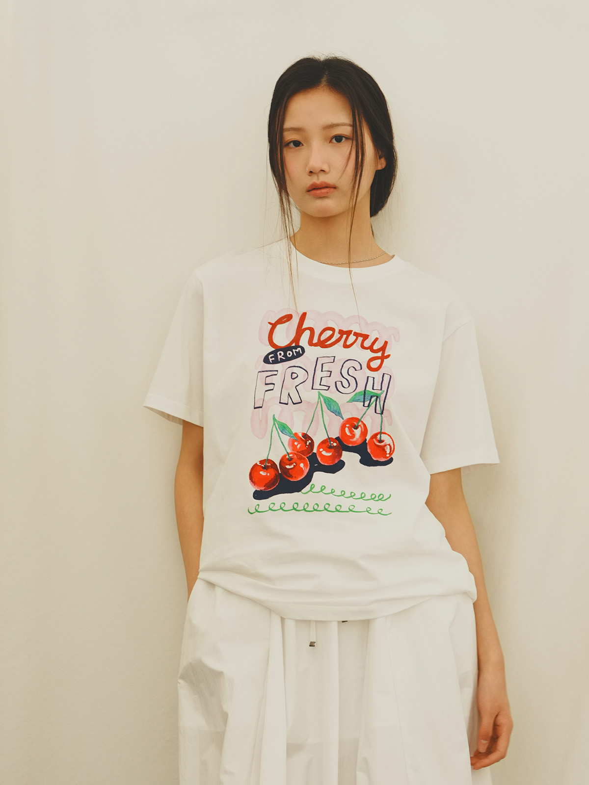 WOMAN フルーツオーバーサイズTシャツ [WHITE CHERRY]