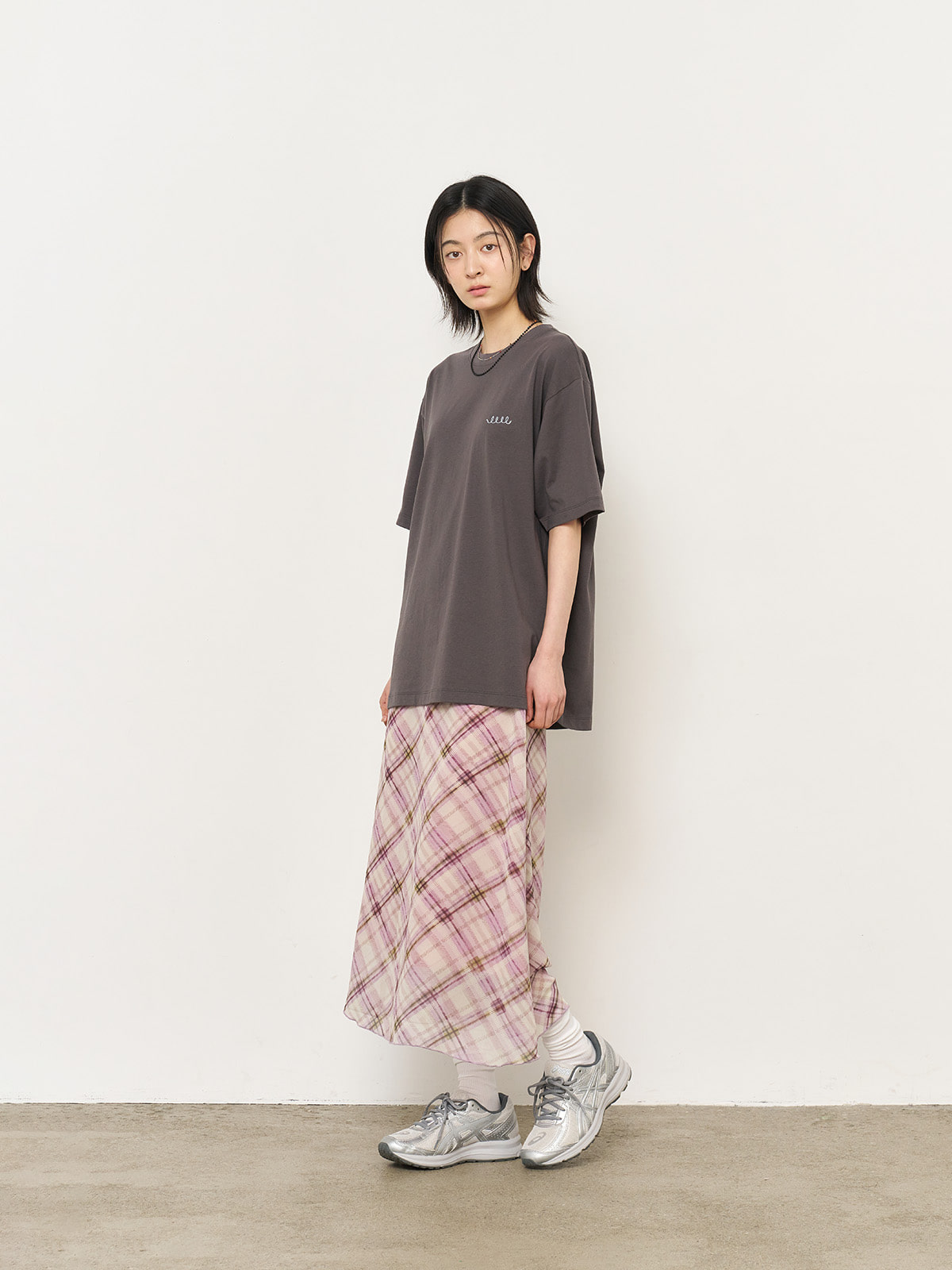 【GENERAL IDEA】Sheer Check Long スカート WOMAN シアーチェックロングスカート [GREEN]