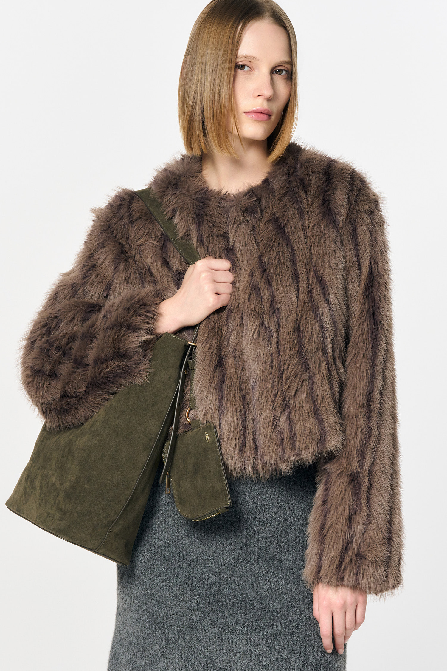 general idea WOMAN ノーカラーファージャケット GENERAL IDEA] WOMAN ノーカラーファージャケット [BEIGE] (韓国