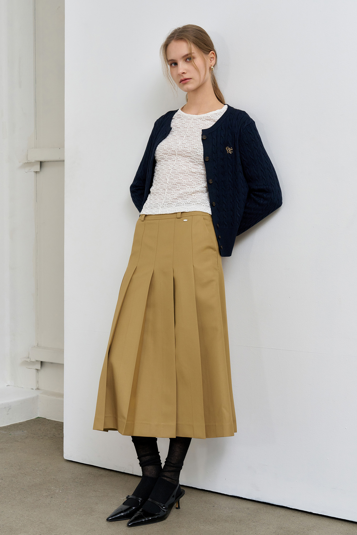 GENERAL IDEA] WOMAN ボールドプリーツロングスカート [BEIGE