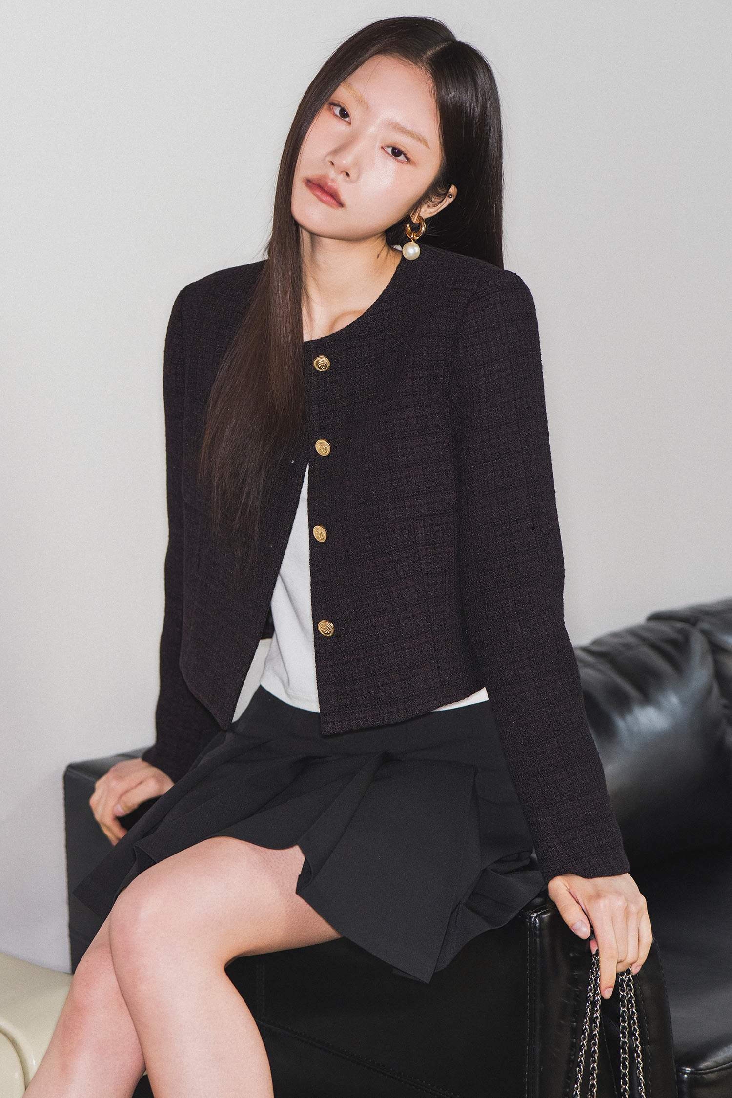 GENERAL IDEA] WOMAN ノーカラースタンダードツイードジャケット