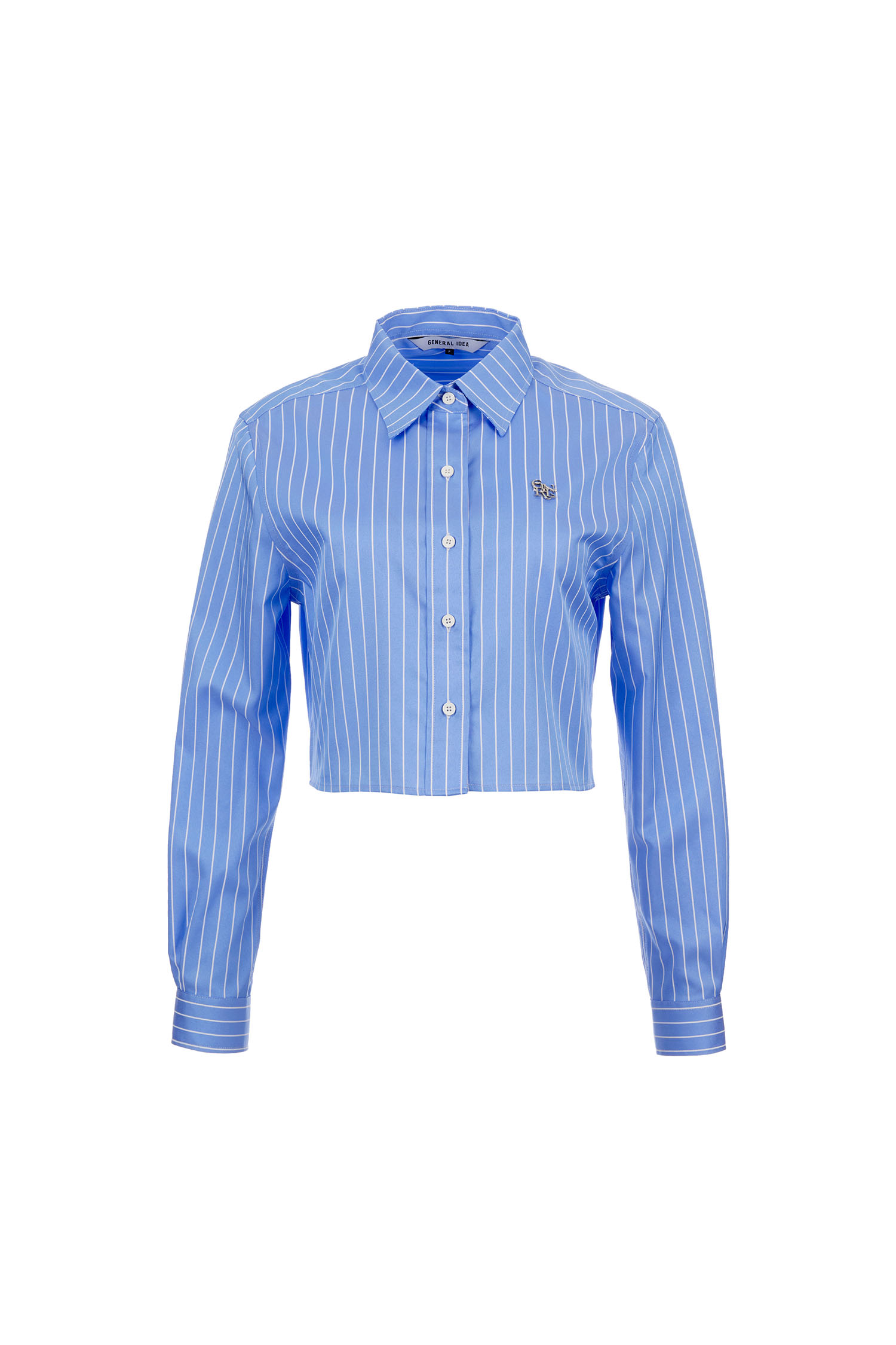 GENERAL IDEA] WOMAN ロゴ付きストライプクロップドシャツ [BLUE]
