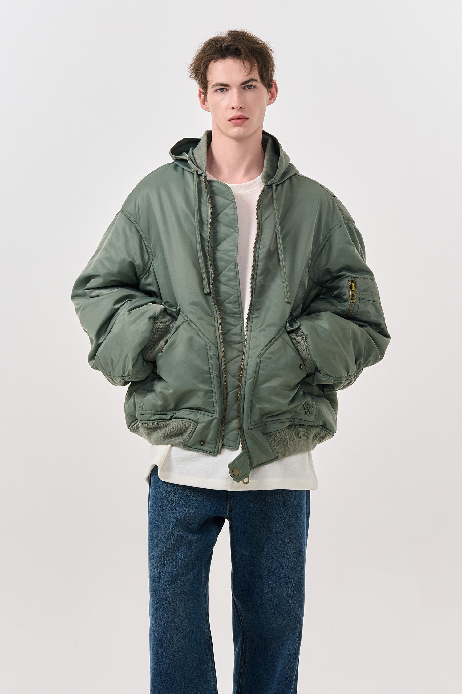 GENERAL RESEARCH フライトジャケット ブルゾン MA-1 GENERAL IDEA] UNISEX オーバーサイズMA-1フライトジャケット [KHAKI]