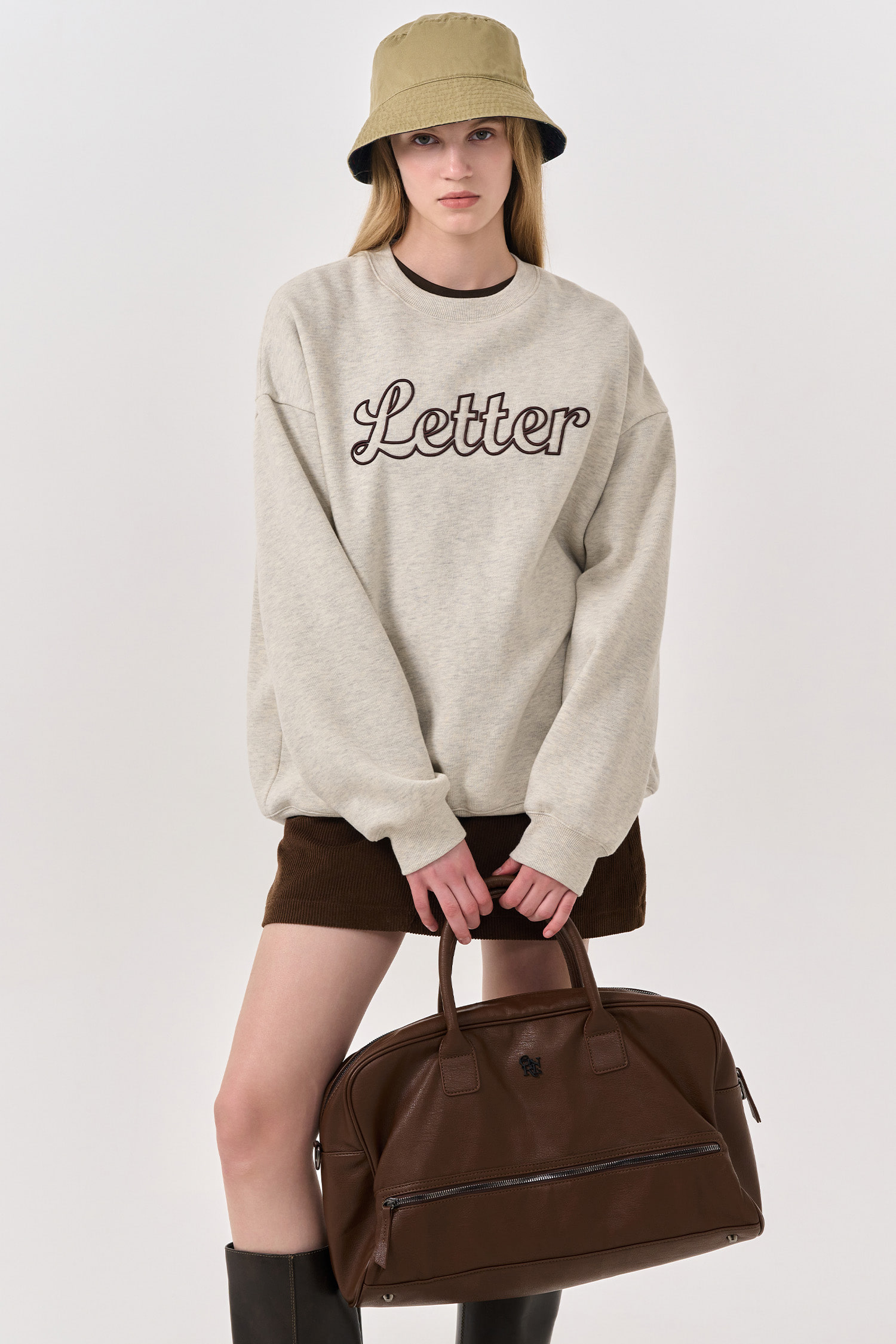 GENERAL IDEA] UNISEX フェイクレザー ボストンバッグ [BROWN