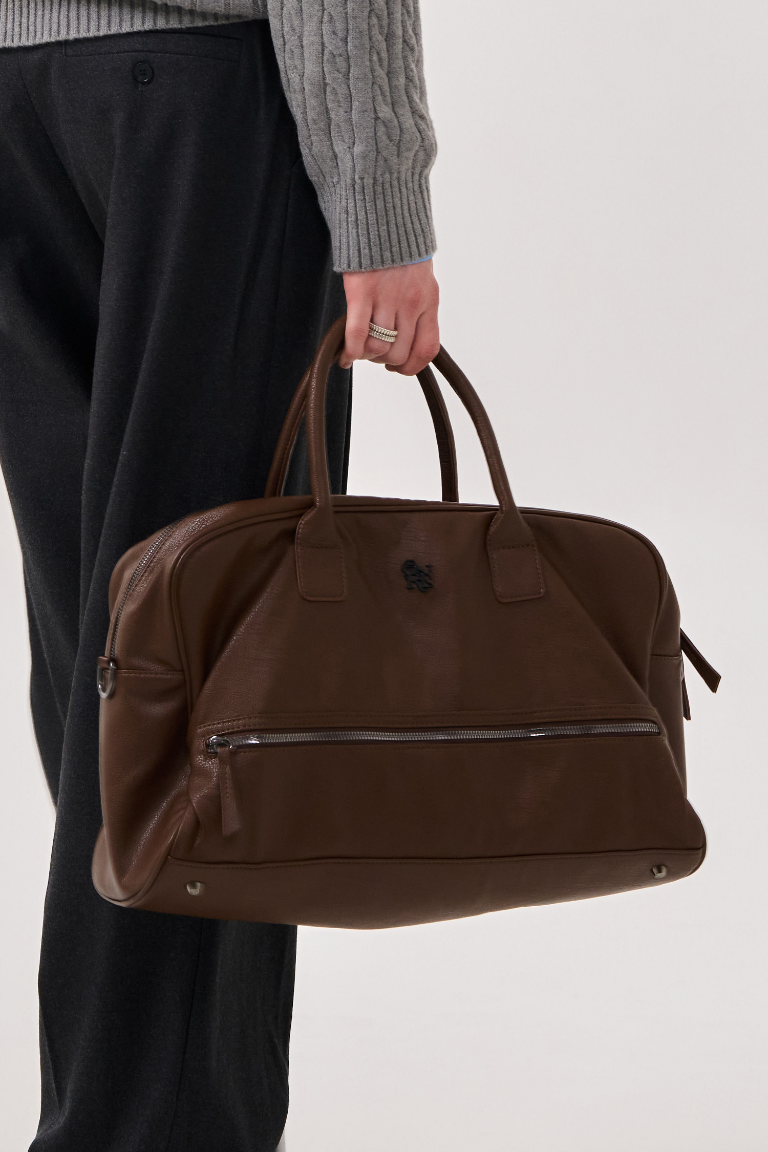 GENERAL IDEA] UNISEX フェイクレザー ボストンバッグ [BROWN] (韓国