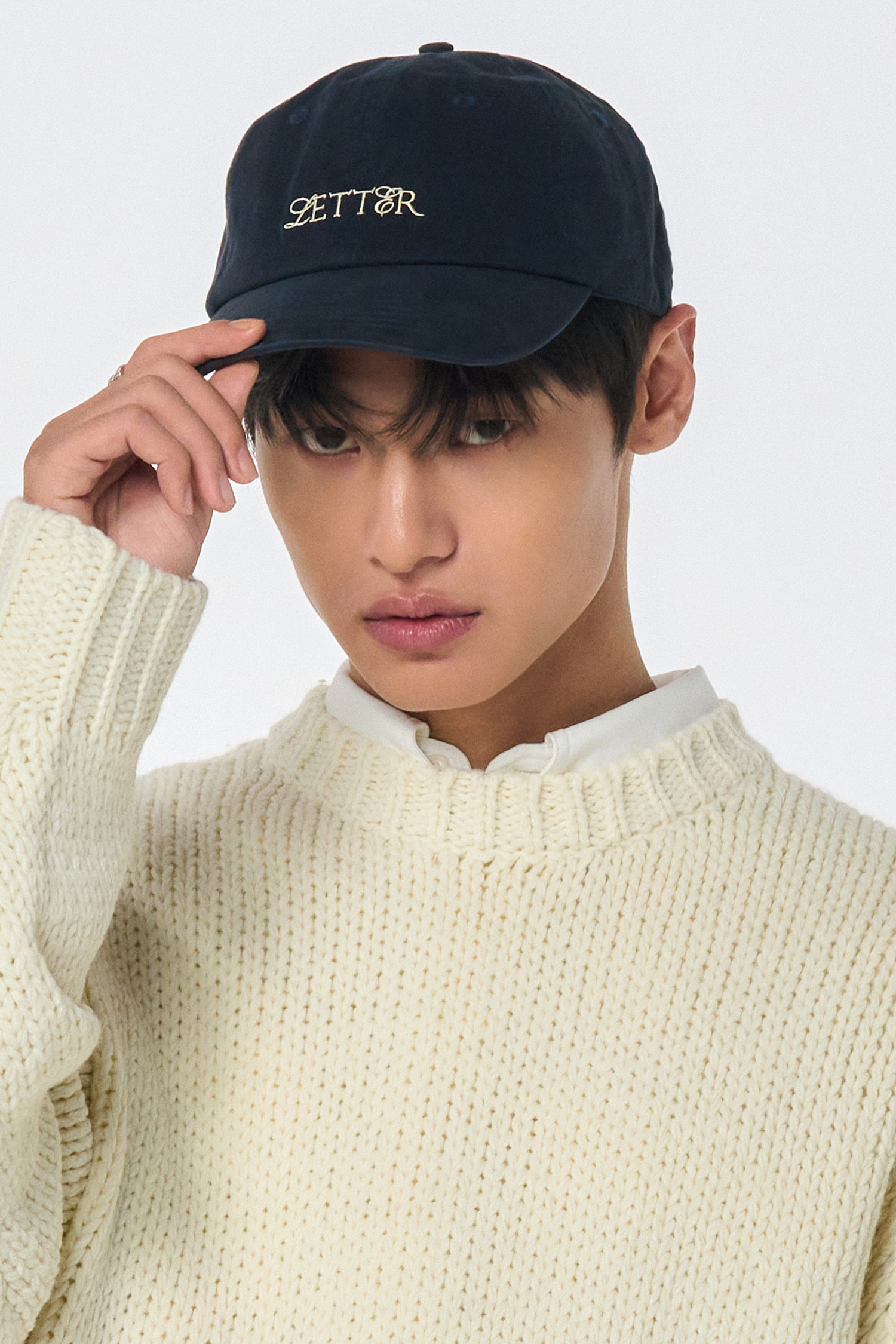 GENERAL IDEA] UNISEX LETTER刺繍ボールキャップ [NAVY] (韓国