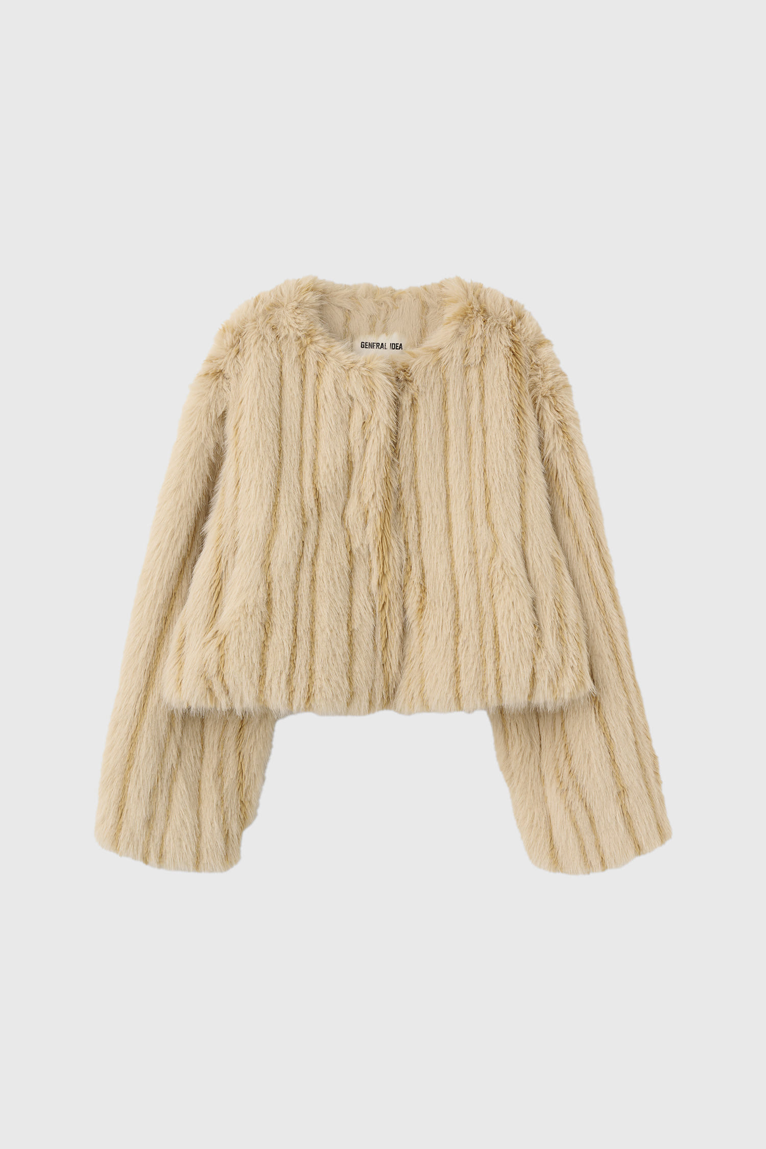 ★kvi★GENERAL IDEA ベージュファーコート SM/ML GENERAL IDEA] WOMAN ノーカラーファージャケット [BEIGE] (韓国