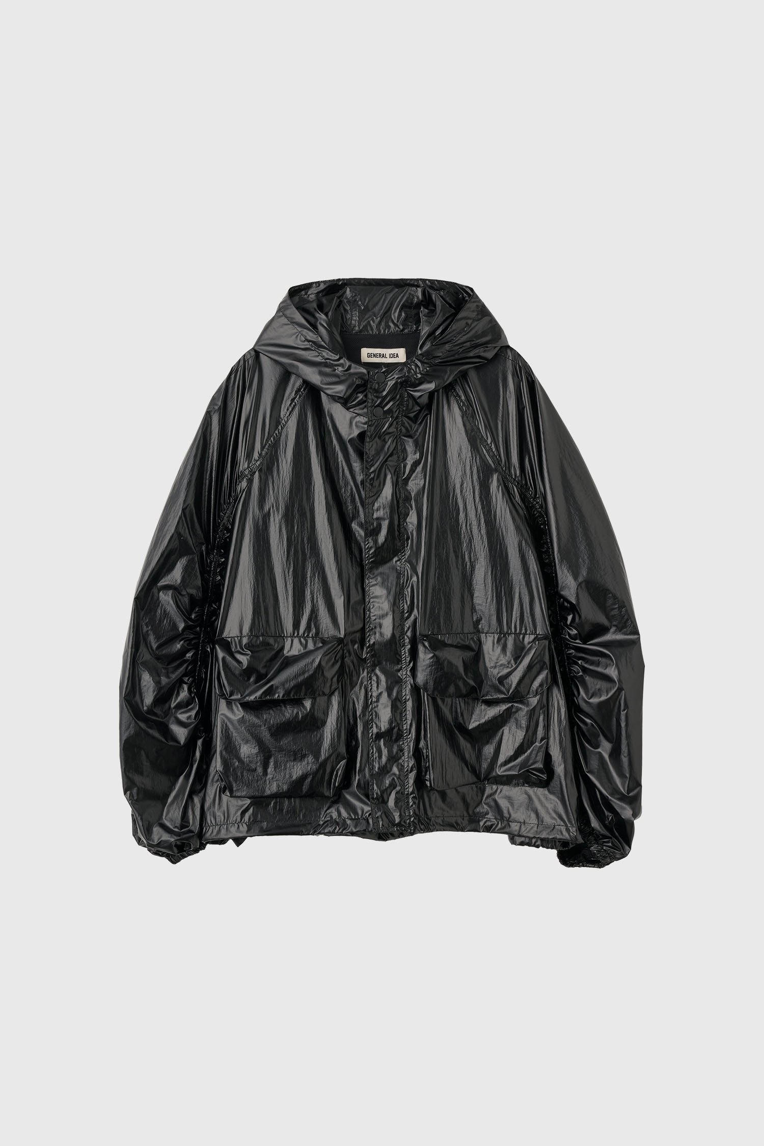 GENERAL IDEA ロゴ入り長袖フード付きニットパーカー [GREY] GENERAL IDEA] WOMAN GNRL ロゴ入り長袖フード付きニット