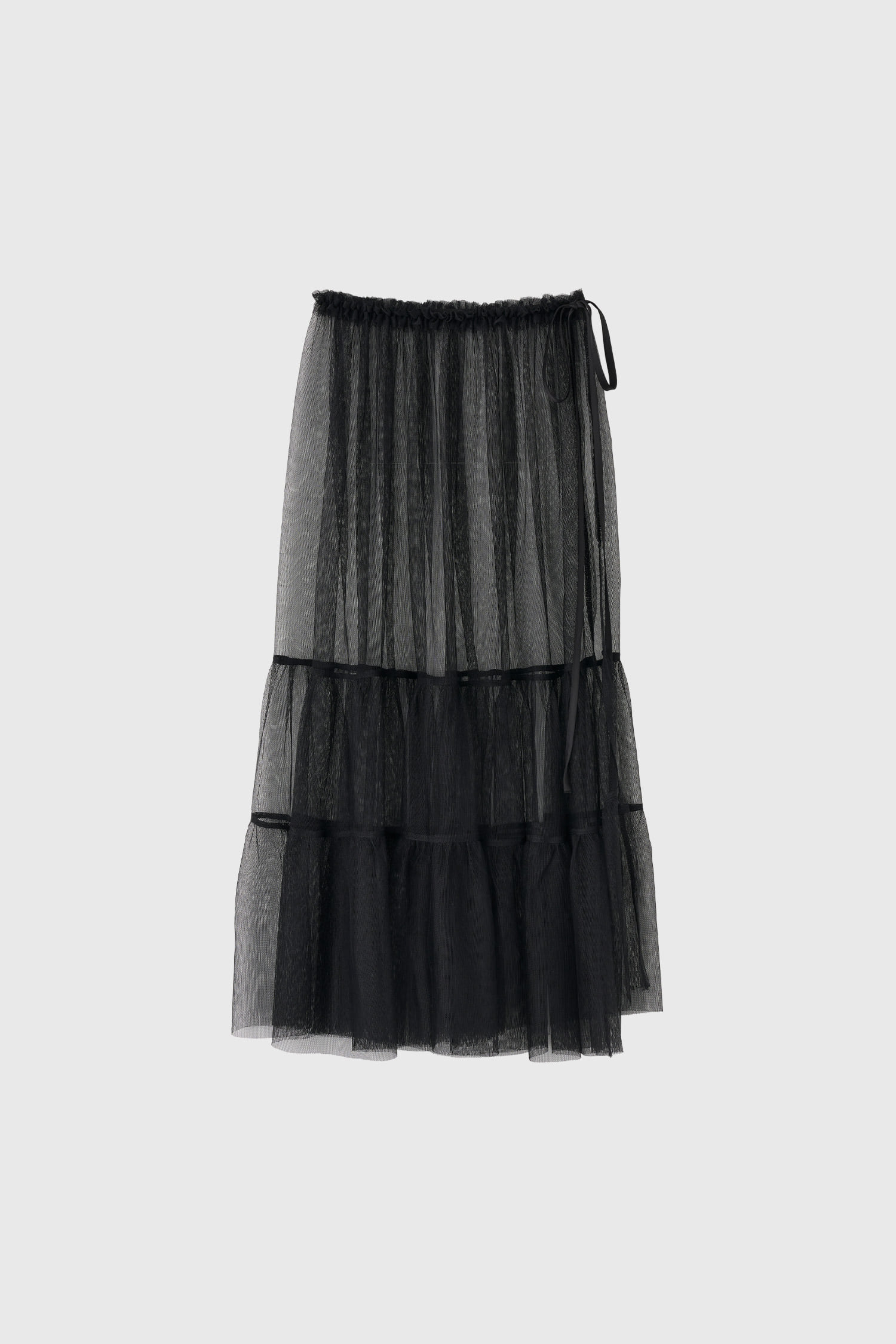 WOMAN レイヤードシアーロングスカート [BLACK]
