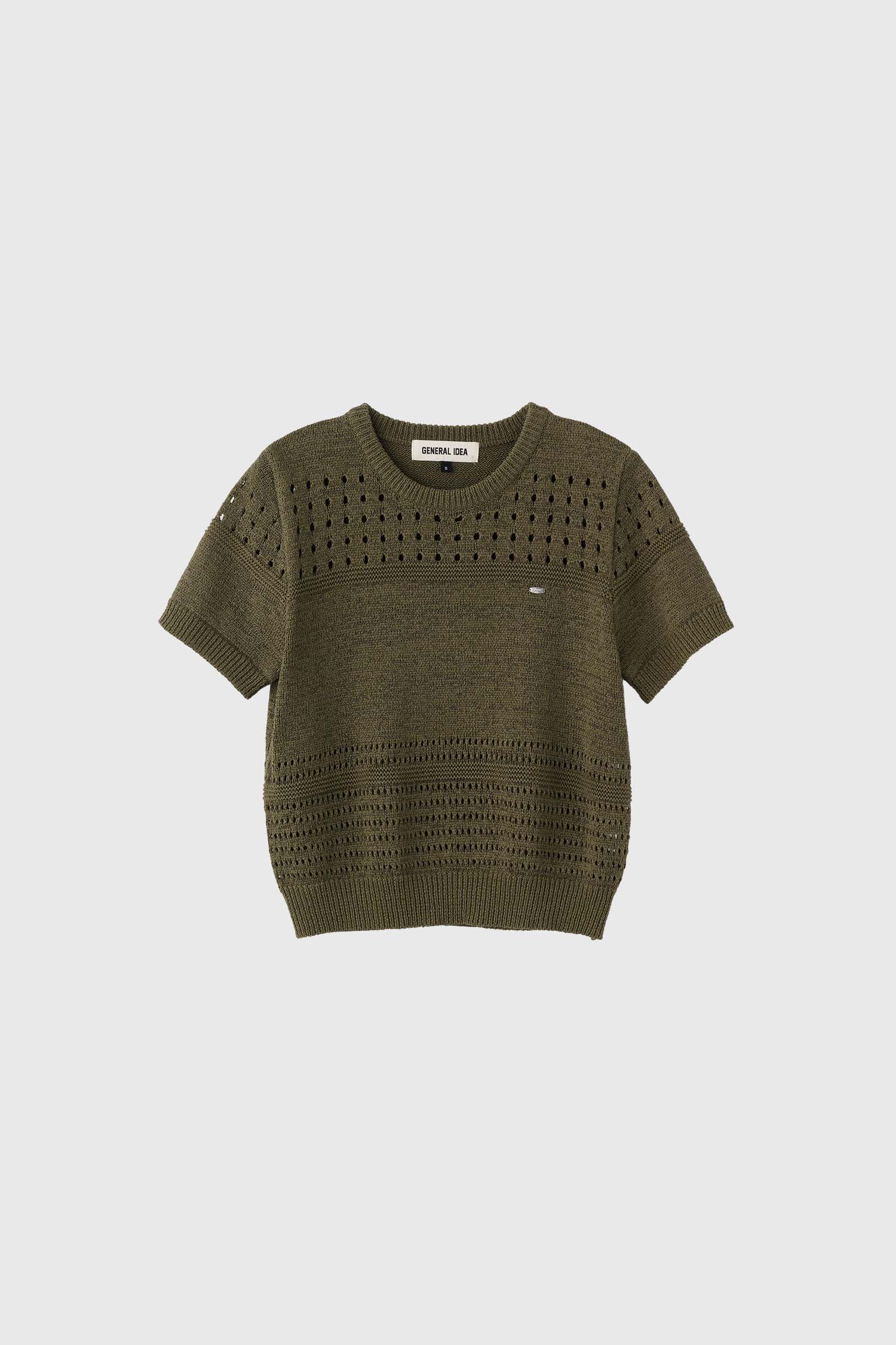 【GENERAL IDEA】モックネック スリーブ ニット プルオーバー WOMAN モックネックキャップスリーブニットトップス [NAVY]
