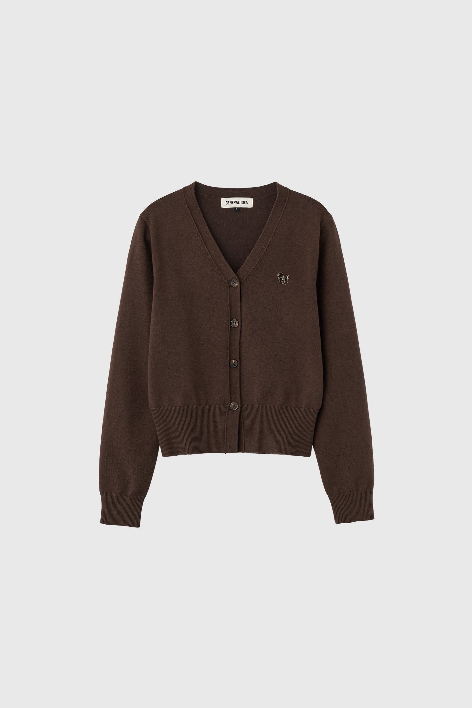 WOMAN GNRL ロゴ入りスタンダード長袖カーディガン [DARK BROWN]