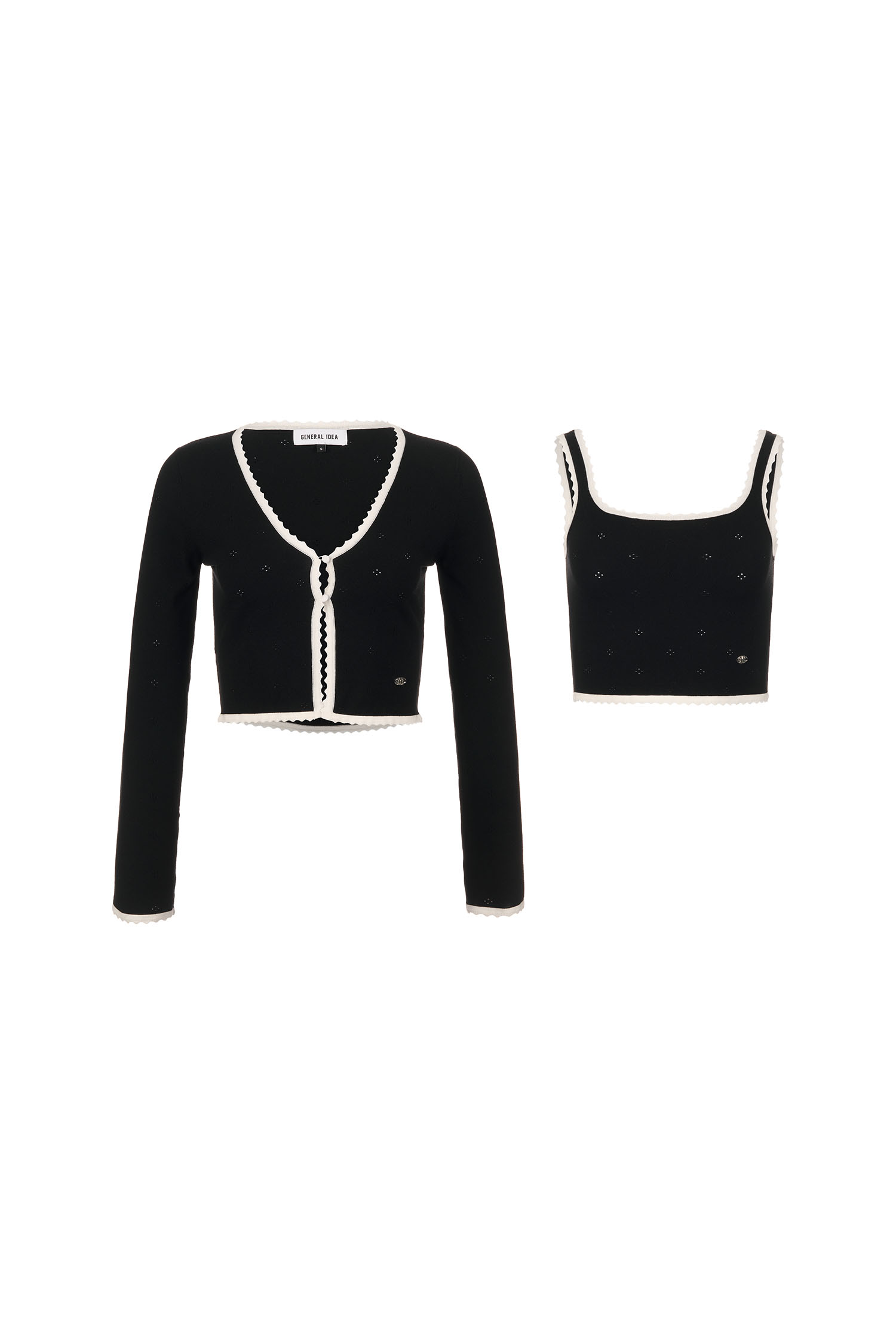 WOMAN レース クロップ カーディガン セット [BLACK] | GENERAL IDEA