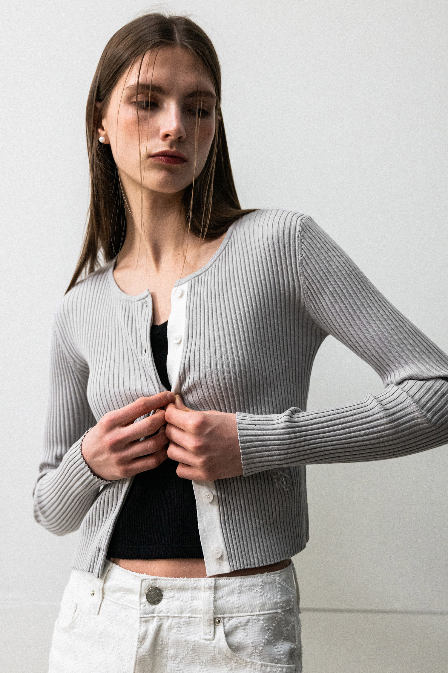 WOMAN GNRL リブド カーディガン [GREY] | GENERAL IDEA | ジェネラル