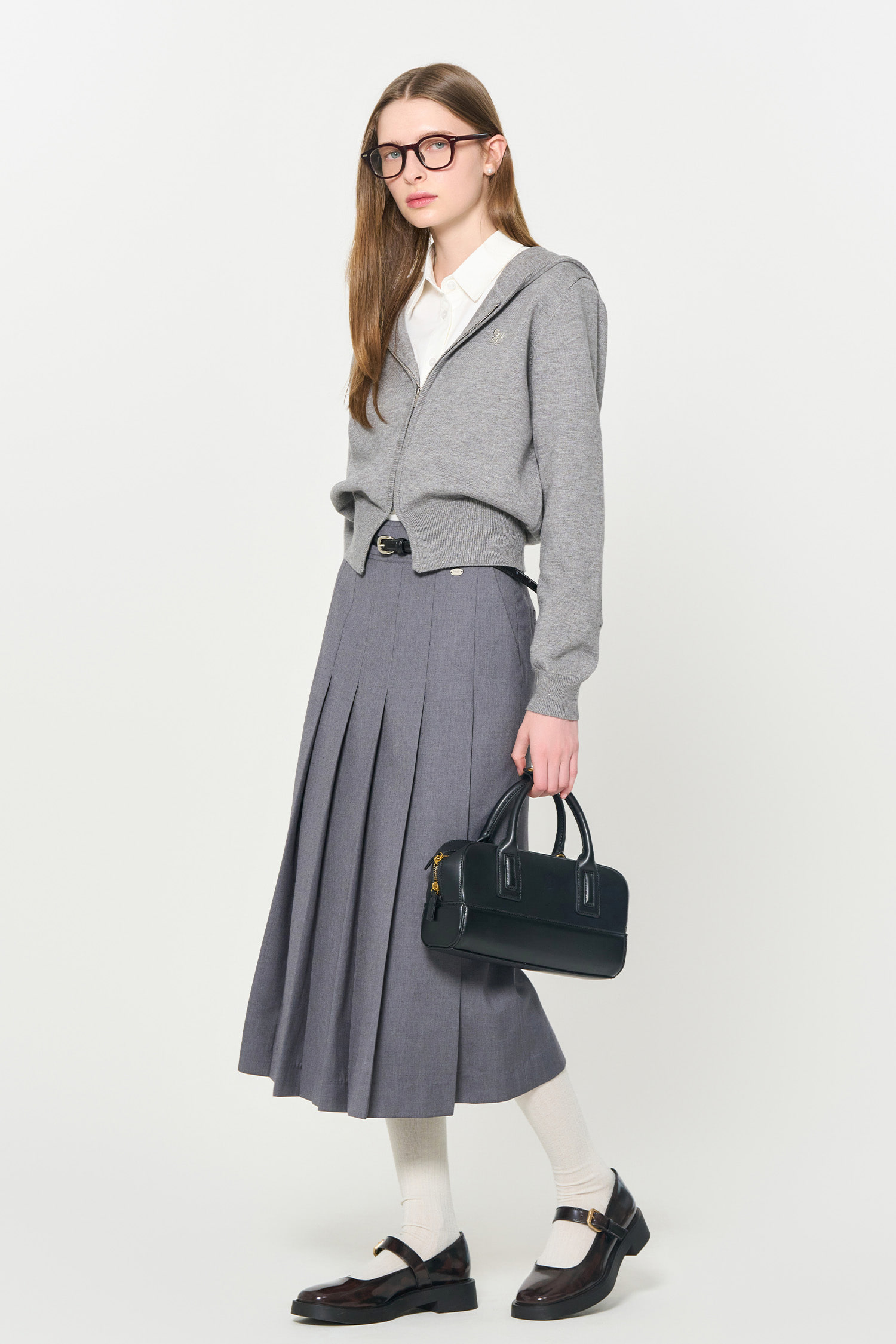 WOMAN GNRL ロゴ入り長袖フード付きニットパーカー [4COL] GENERAL IDEA] WOMAN GNRL ロゴ入り長袖フード付きニット