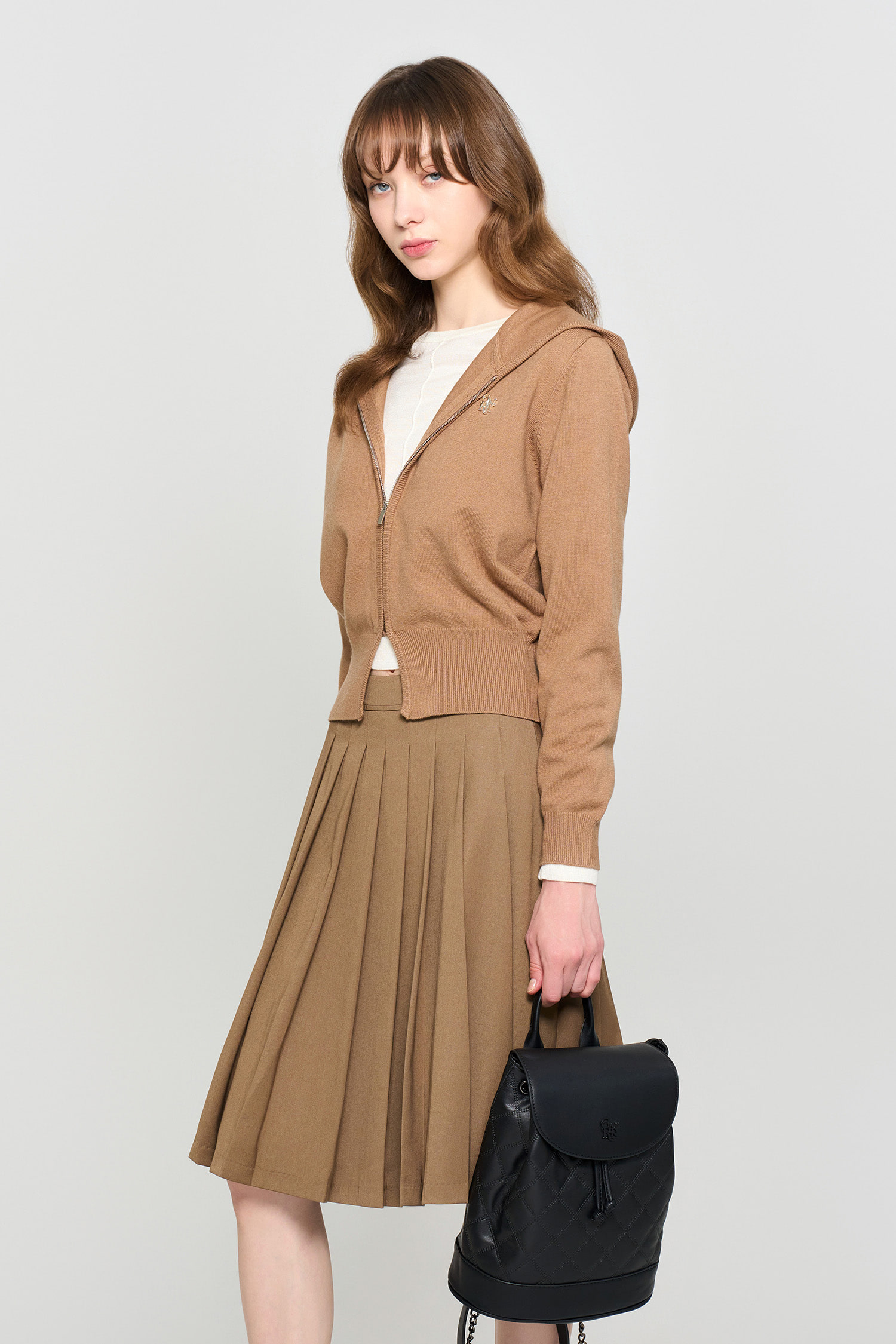 WOMAN GNRL ロゴ入り長袖フード付きニットパーカー [4COL] GENERAL IDEA] WOMAN GNRL ロゴ入り長袖フード付きニット