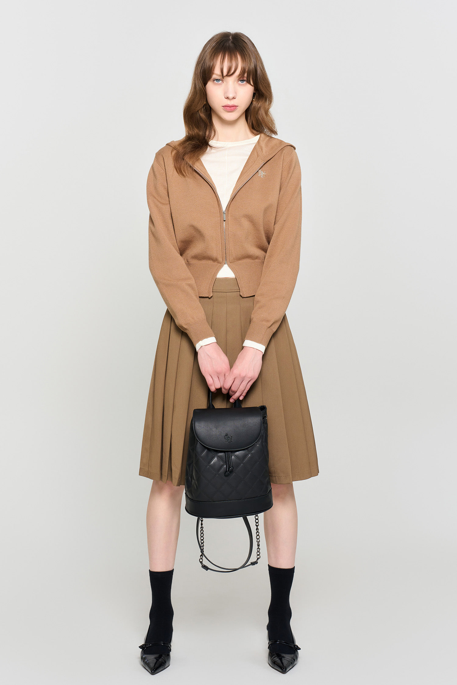 GENERAL IDEA パーカー ロゴ入り長袖フード付きニットパーカー GENERAL IDEA] WOMAN GNRL ロゴ入り長袖フード付きニット