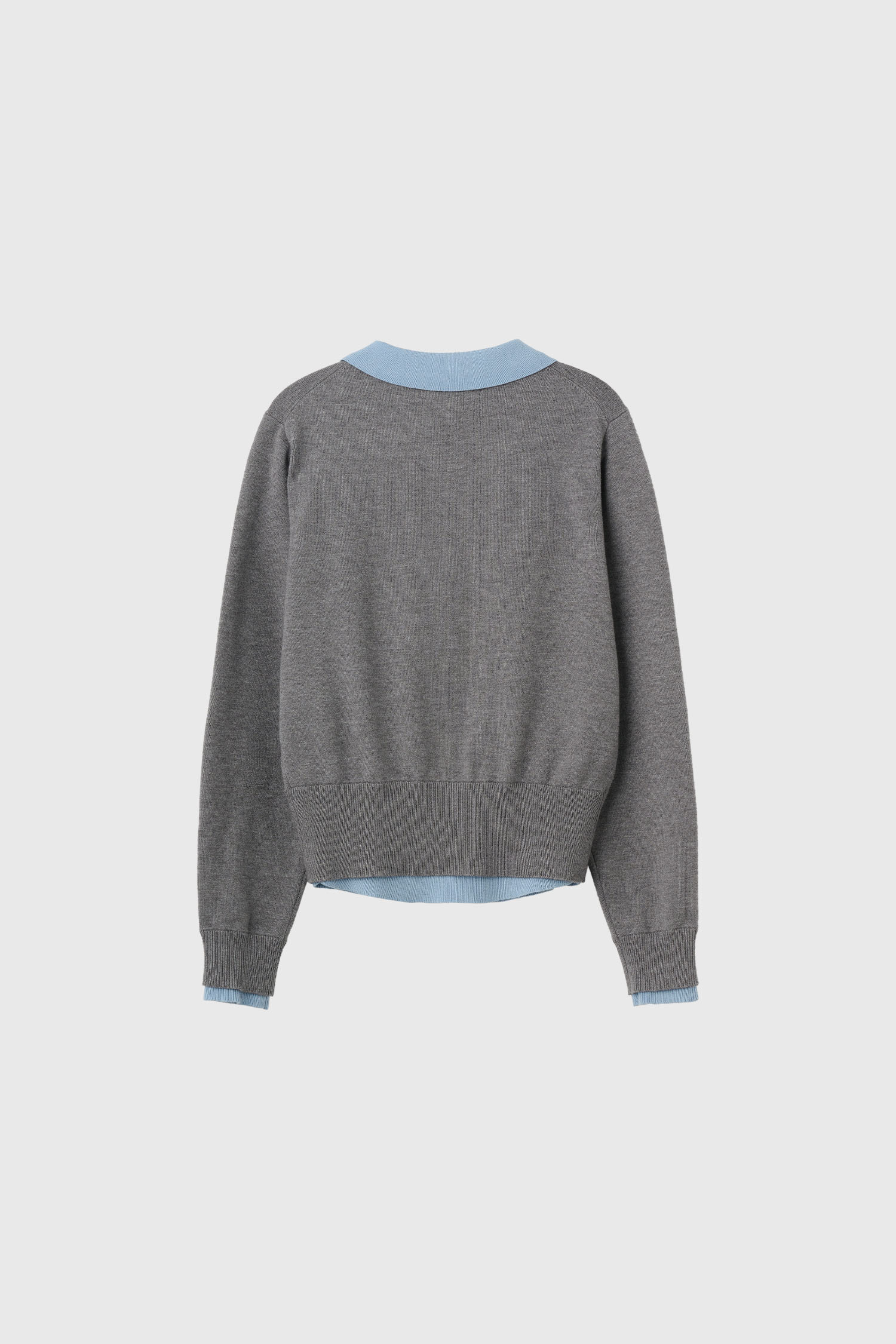 GENERALIDEA シャツレイヤード風ニットカーディガン GREY Mサイズ GENERAL IDEA] WOMAN シャツレイヤード風ニットカーディガン