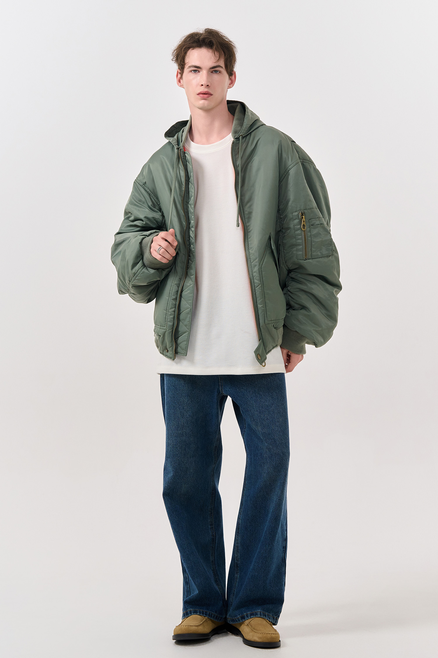 GENERAL IDEA] UNISEX オーバーサイズMA-1フライトジャケット [KHAKI]