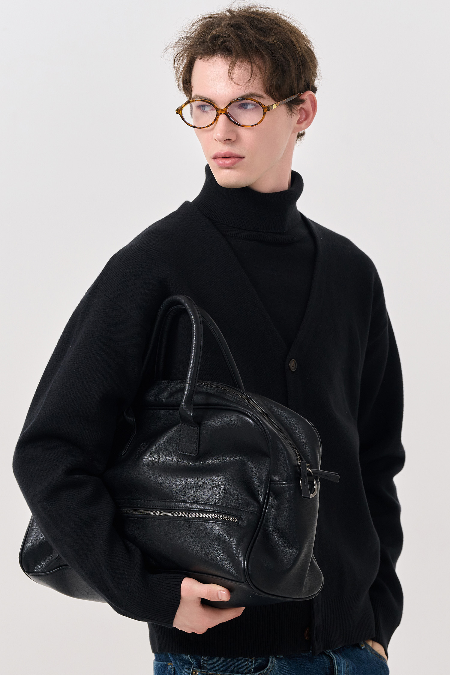 ★GENERAL IDEA★エコレザー ツーウェイバッグ - Black GENERAL IDEA] WOMAN GNRL スクエア2wayトートバッグ [BLACK]