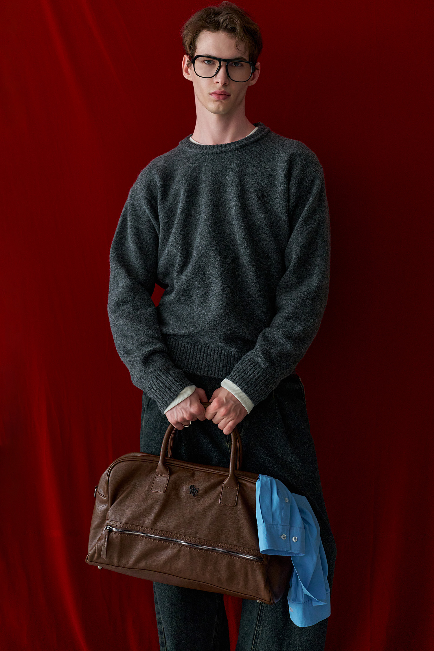 GENERAL IDEA] UNISEX フェイクレザー ボストンバッグ [BROWN