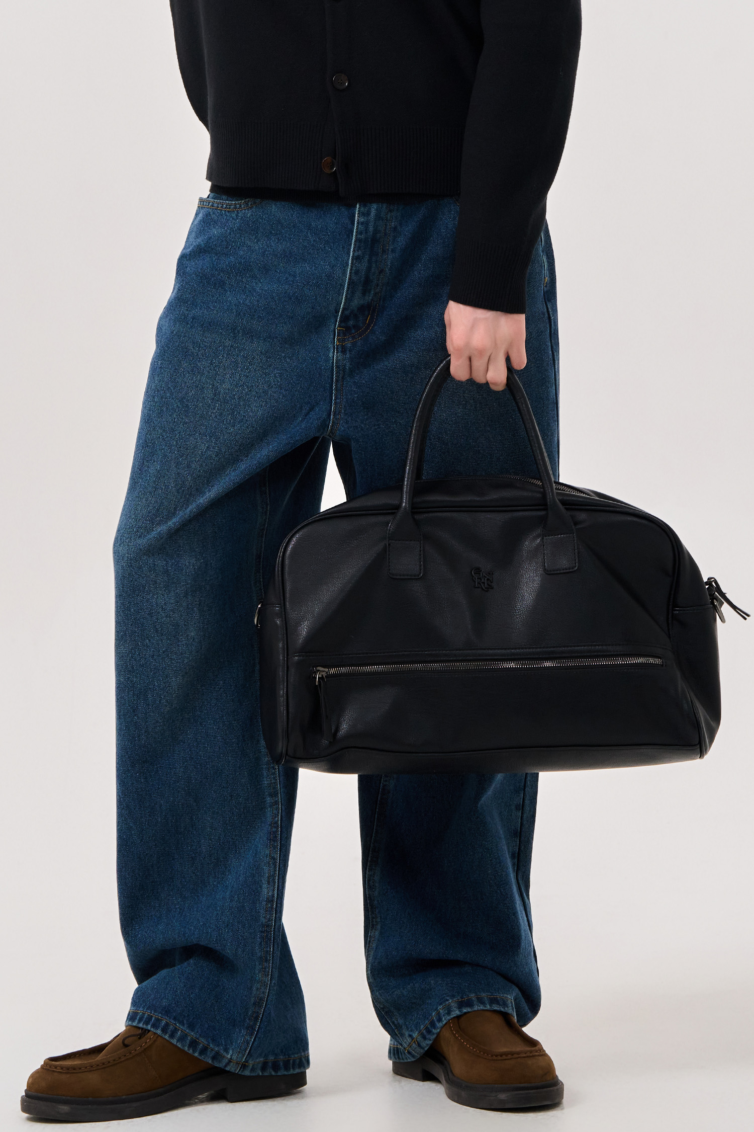 GENERAL IDEA] UNISEX フェイクレザー ボストンバッグ [BLACK