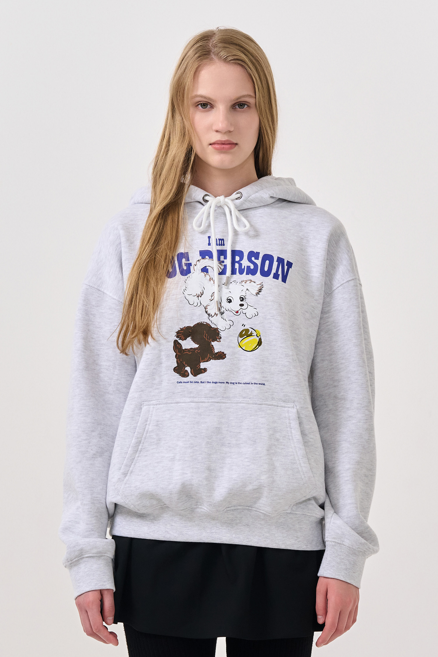 GENERAL IDEA ロゴ入り長袖フード付きニットパーカー [GREY] GENERAL IDEA] WOMAN GNRL ロゴ入り長袖フード付きニット