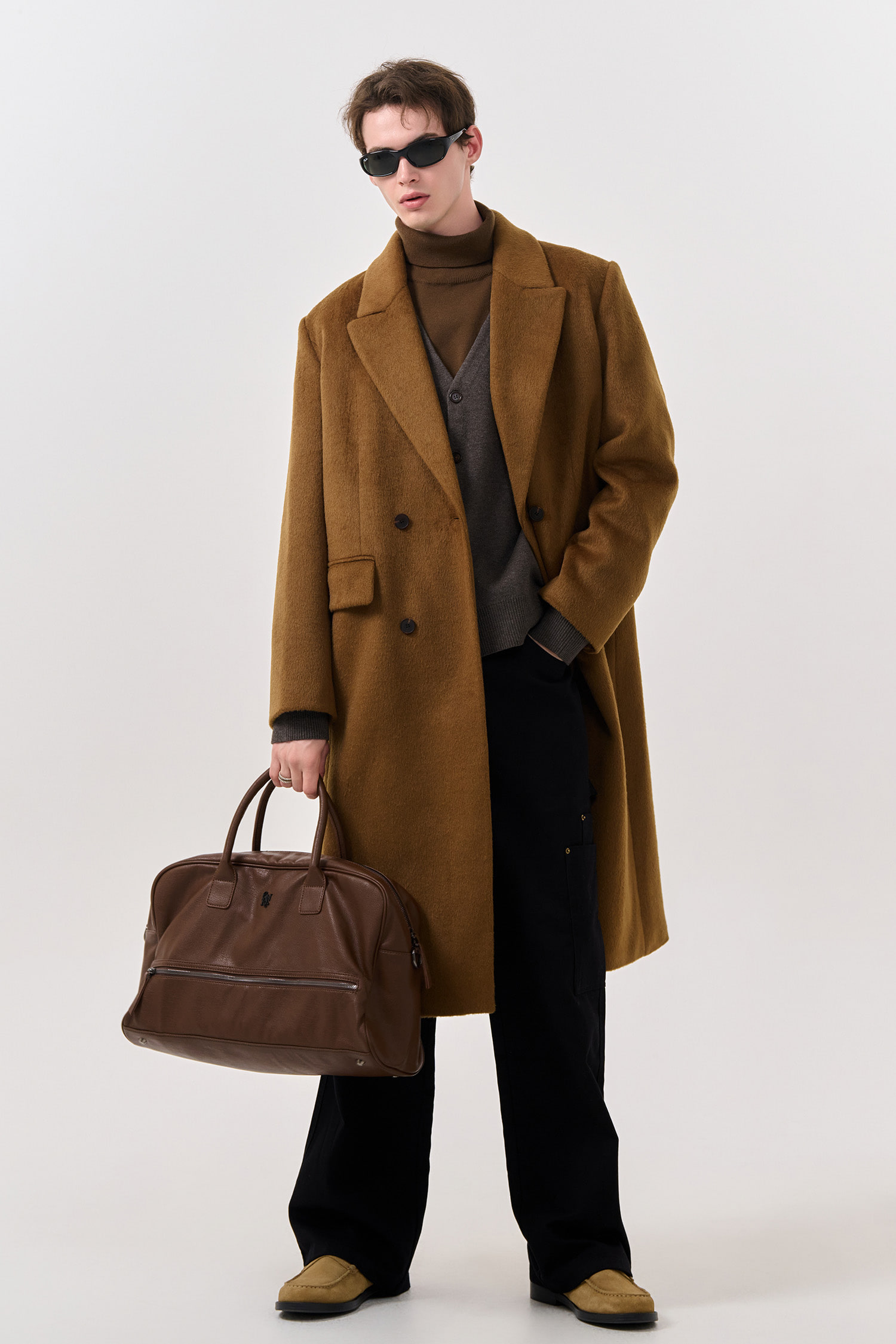 GENERAL IDEA] UNISEX フェイクレザー ボストンバッグ [BROWN