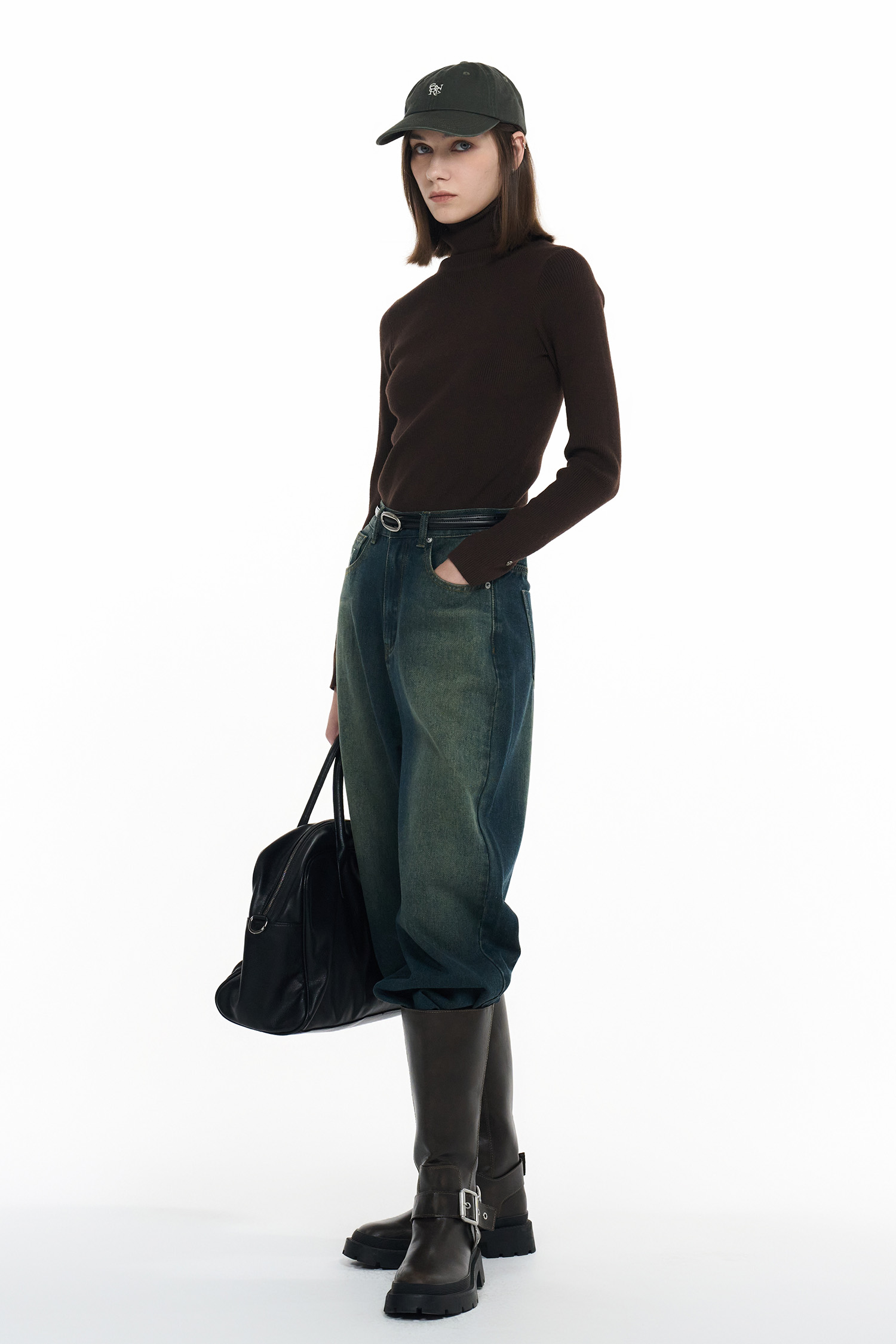★GENERAL IDEA★エコレザー ツーウェイバッグ - Black GENERAL IDEA] WOMAN GNRL スクエア2wayトートバッグ [BLACK]