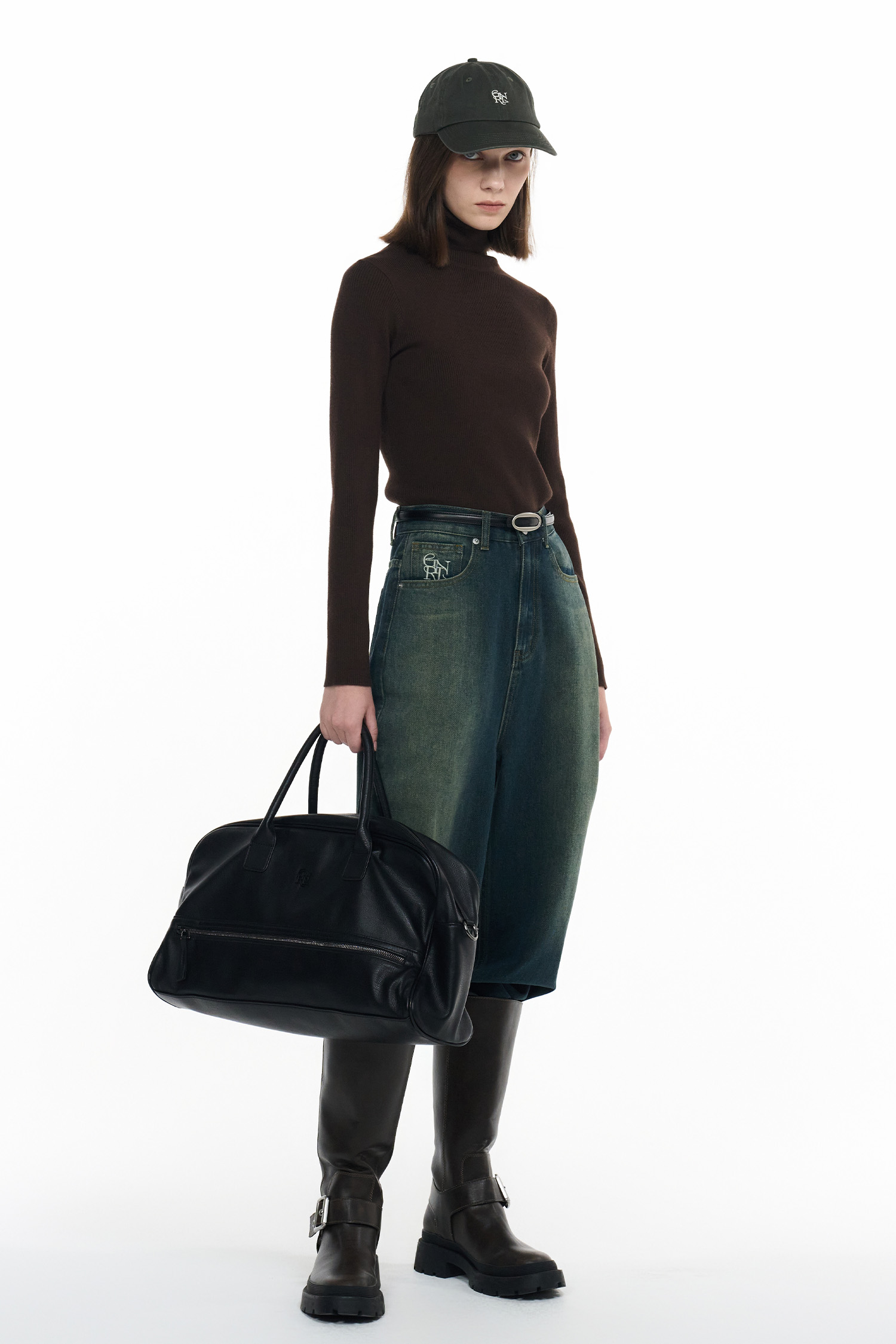 ★GENERAL IDEA★エコレザー ツーウェイバッグ - Black GENERAL IDEA] WOMAN GNRL スクエア2wayトートバッグ [BLACK]