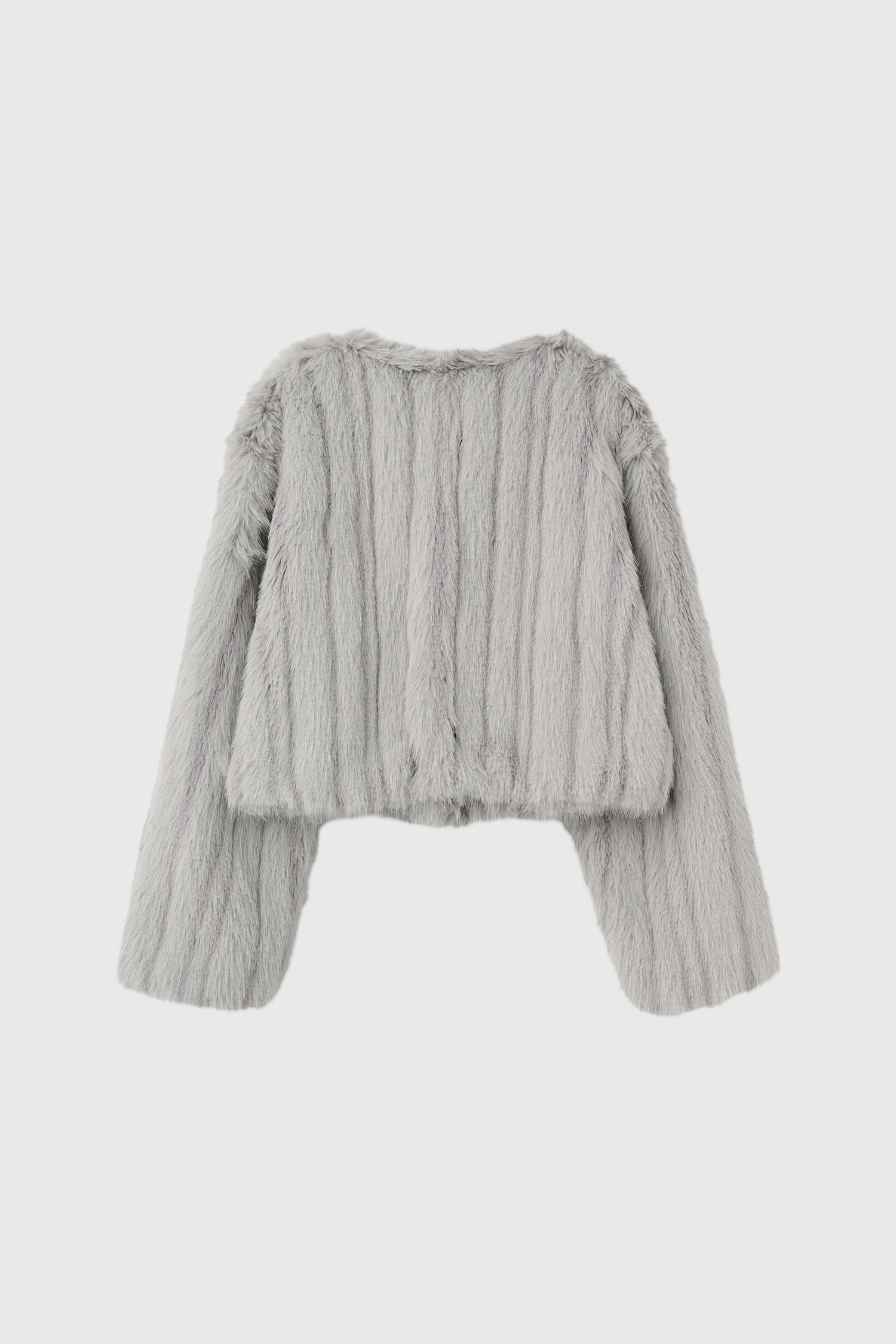 GENERAL IDEA] WOMAN ノーカラーファージャケット [GREY] (韓国