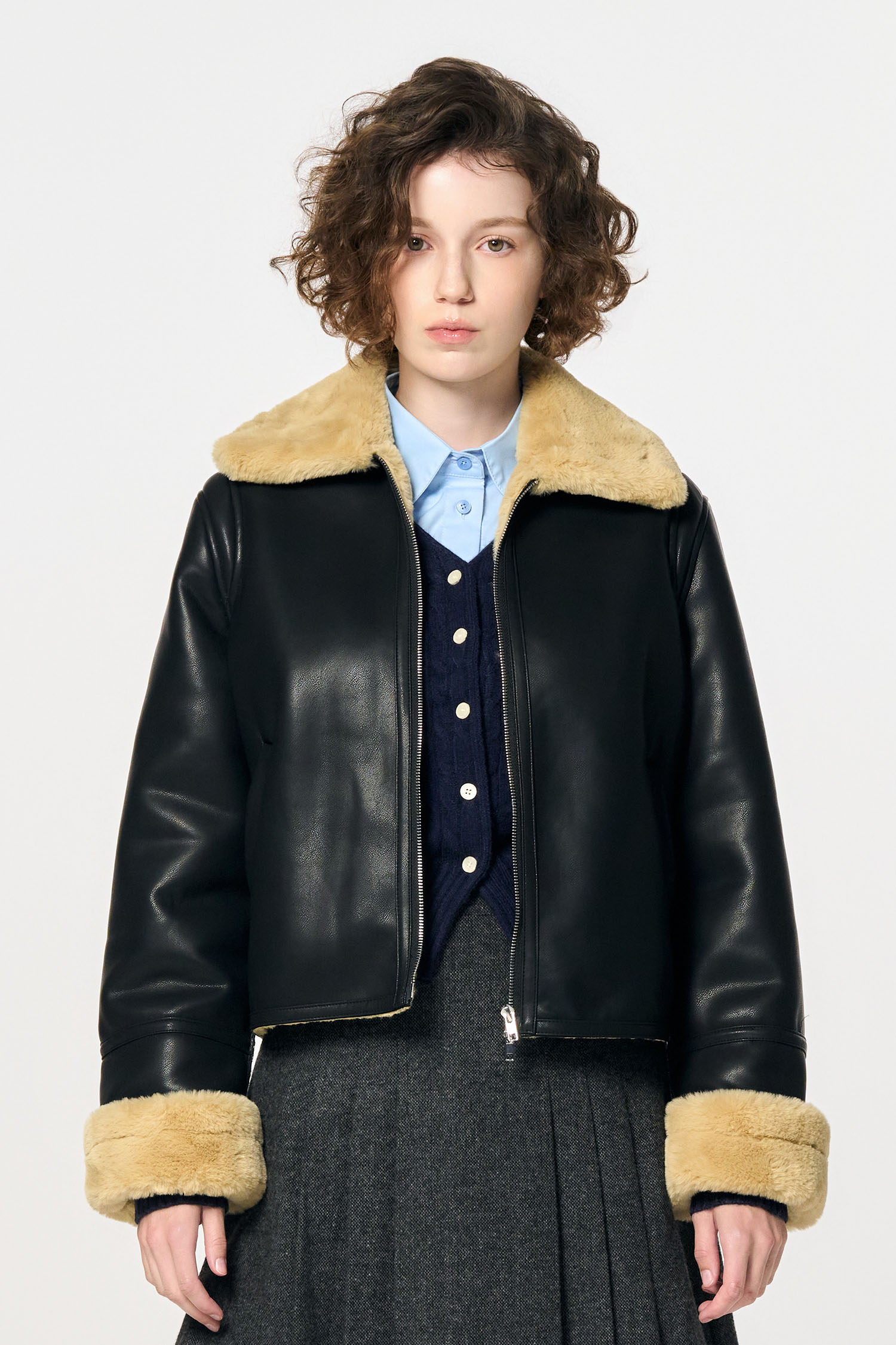 GENERAL IDEA] WOMAN ベーシックレザームートンジャケット