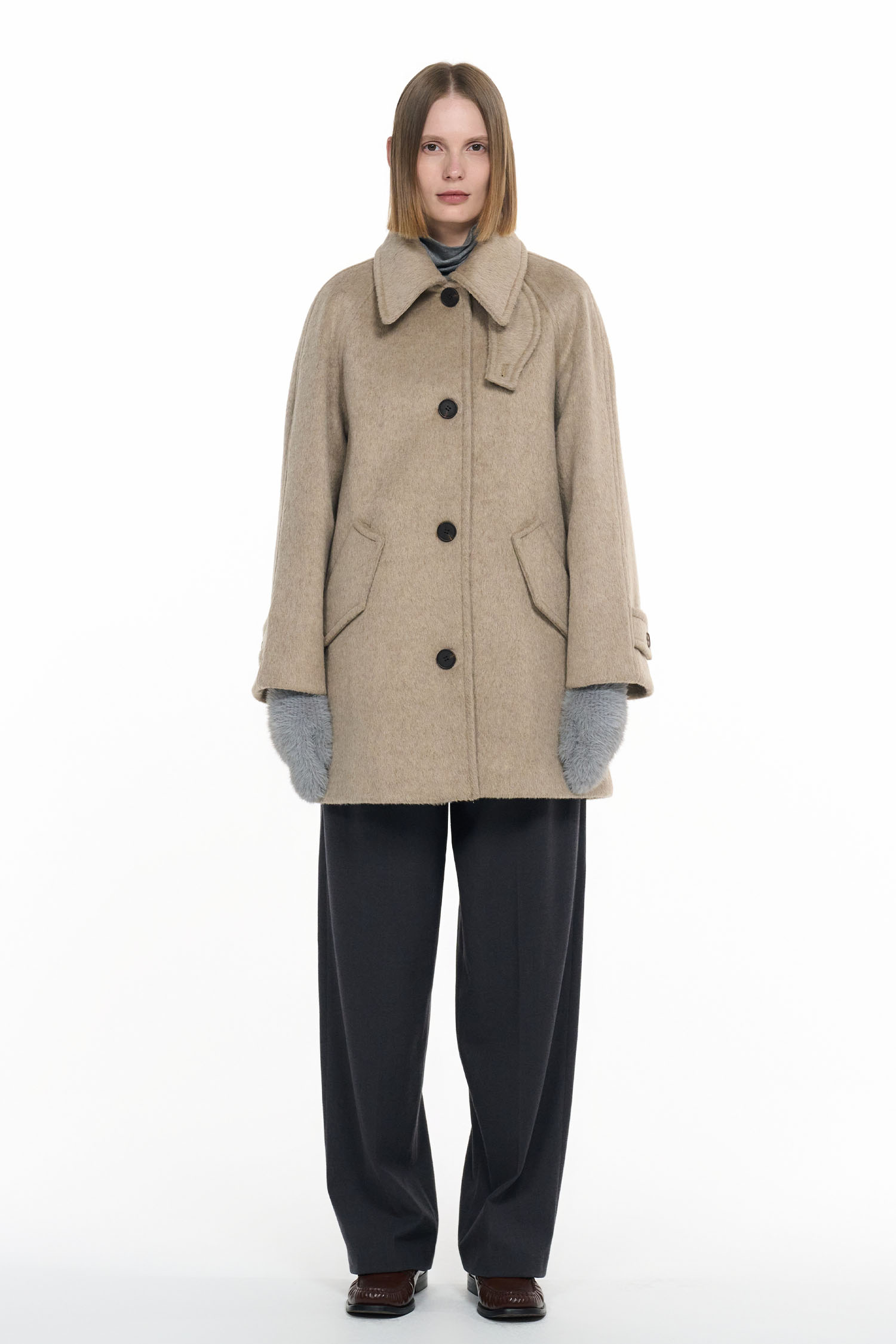 general idea ウール混ステンカラーコート　M GENERAL IDEA] WOMAN ウール混ステンカラーコート [BEIGE] (韓国