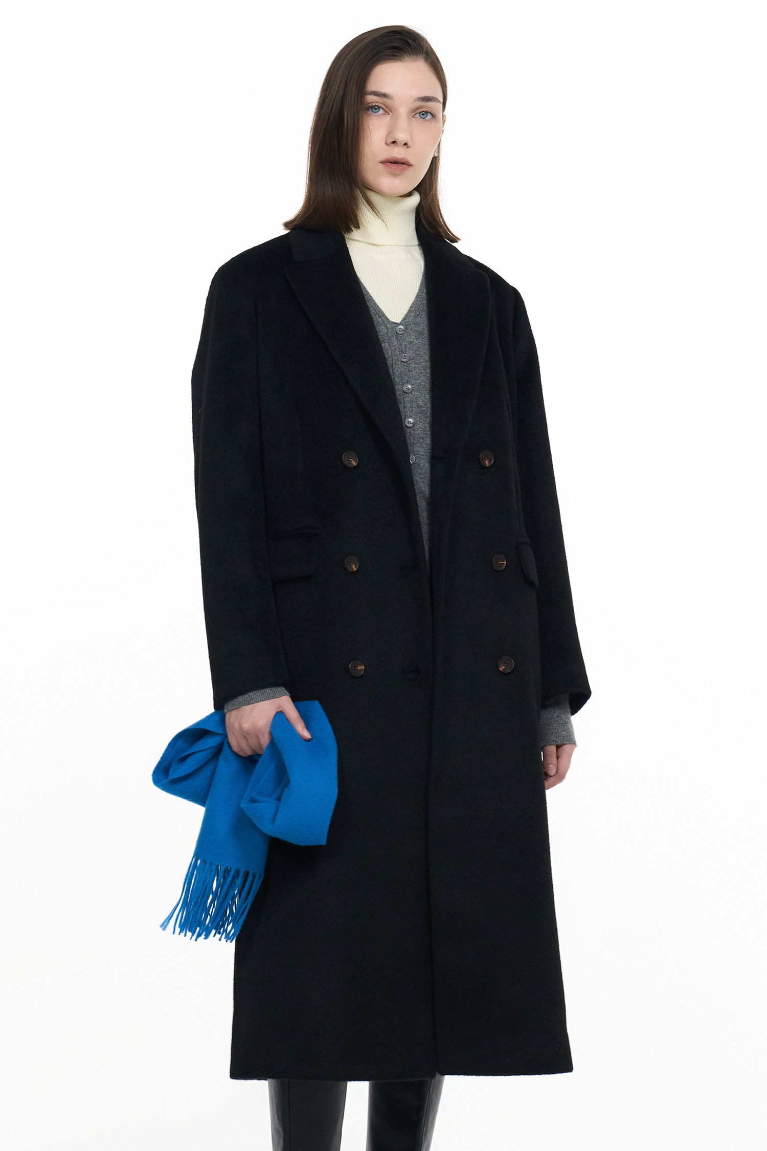 GENERAL IDEA ジェネラルアイディア ウール混ロングコート ブラック GENERAL IDEA] WOMAN ウール混ロングコート [BLACK] (韓国ファッション