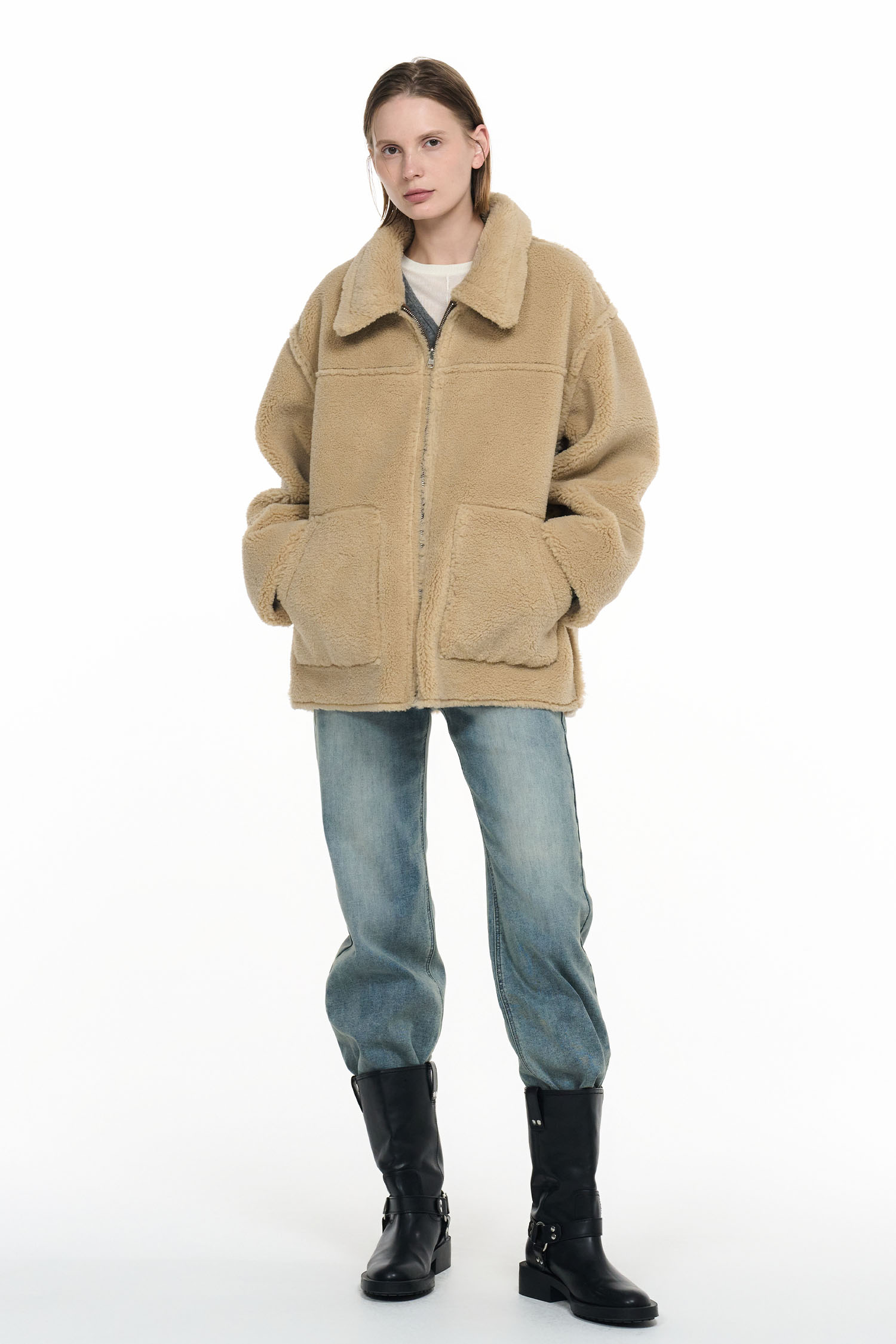 GENERAL IDEA] WOMAN リバーシブルスウェードムートンコート