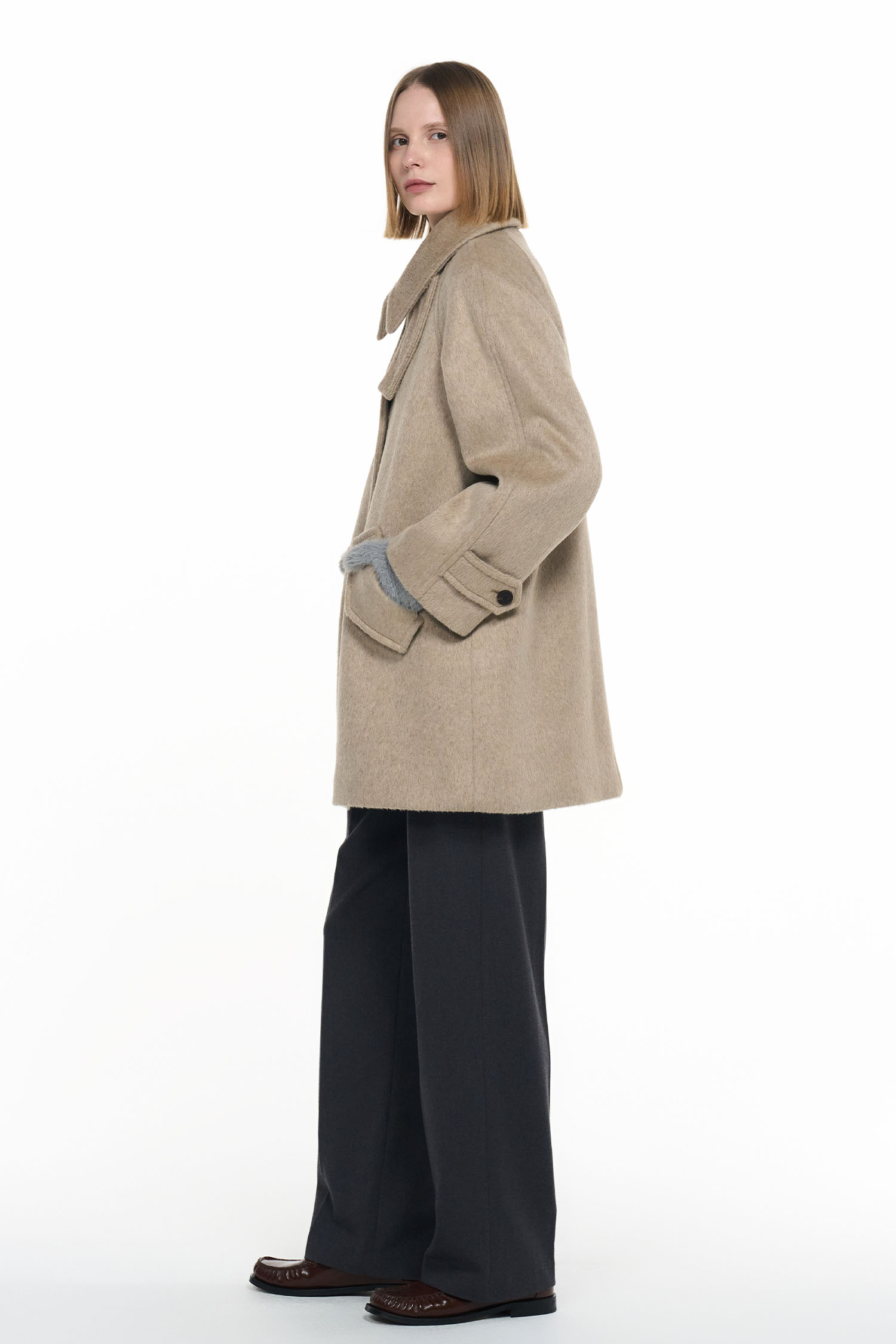 GENERAL IDEA(ジェネラルアイディア) ウール混ステンカラーコート GENERAL IDEA] WOMAN ウール混ステンカラーコート [BEIGE] (韓国