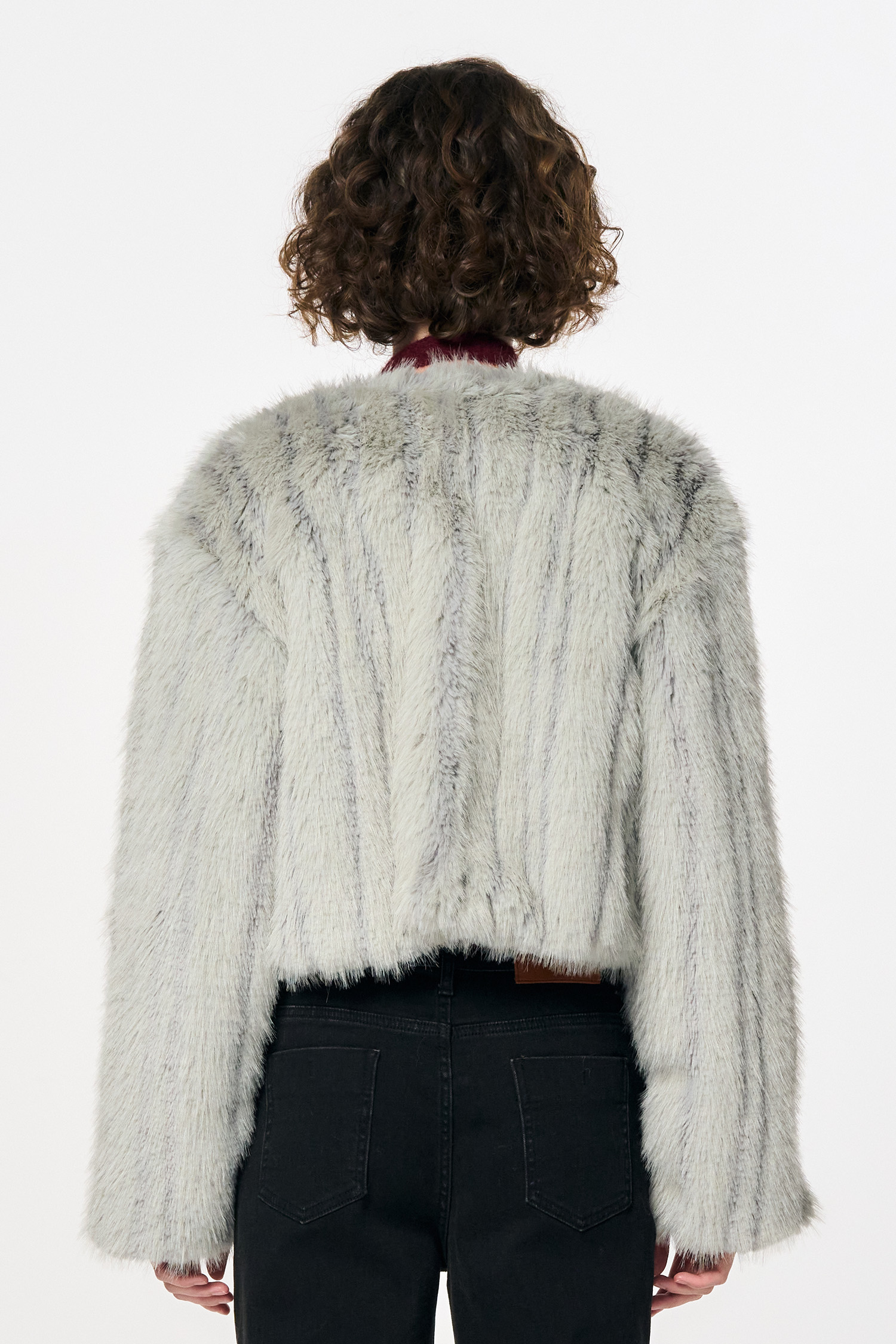 GENERAL IDEA] WOMAN ノーカラーファージャケット [GREY] (韓国